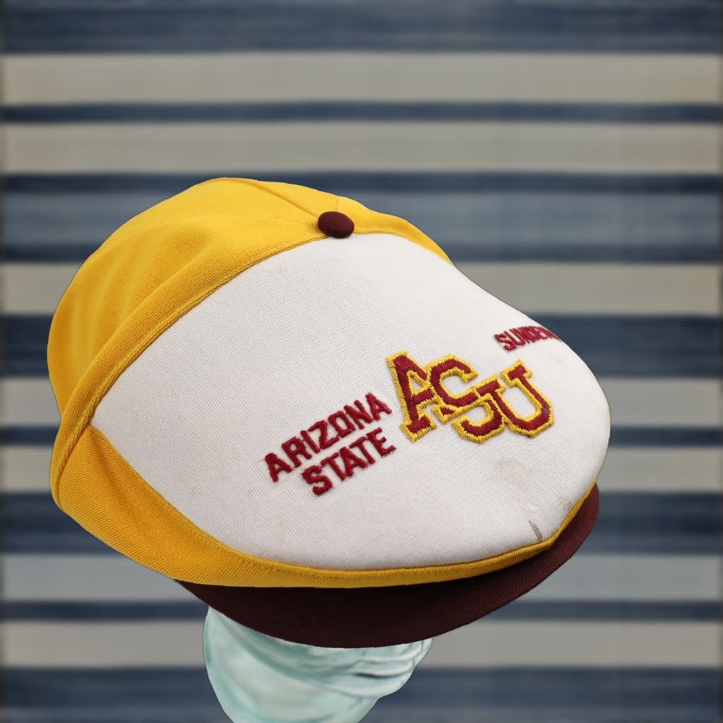 Vintage VINTAGE ASU Arizona State Devils Foam Snapback Flat Cap Baseball Hat Men OS White Cap Nike Size ONE SIZE - 1 Thumbnail