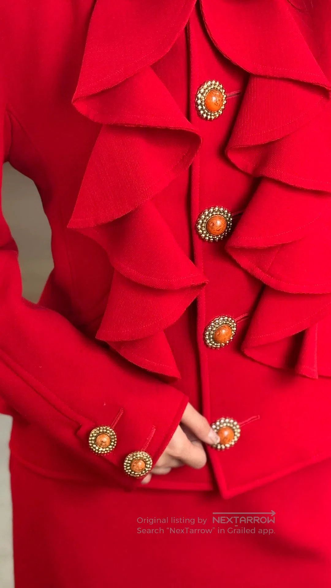 Valentino valentino red wool set with ruffles. Size US M / EU 48-50 / 2 - 6 Thumbnail