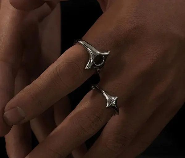 Jewelry Silver Geometric Modern Rings, Unique Statement Jewelry Size ONE SIZE - 1 Thumbnail