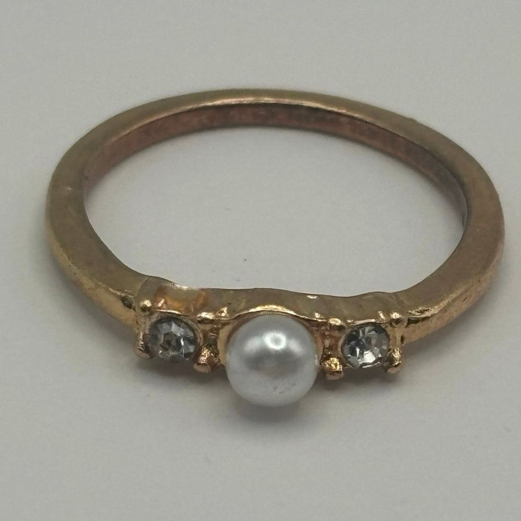 Other Gold Crystal Pearl Ring Size ONE SIZE - 3 Thumbnail