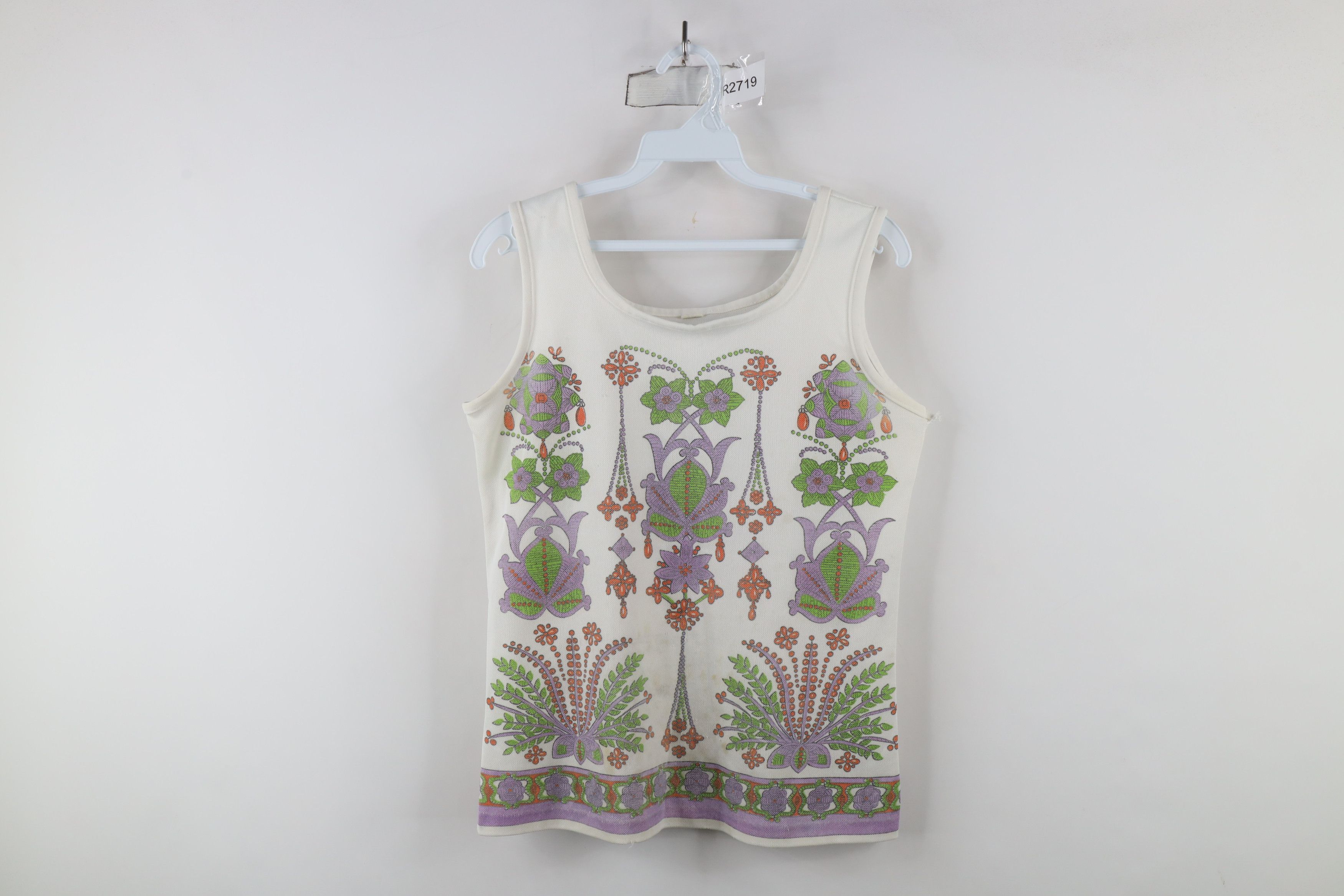 Vintage Vintage 60s 70s Mid Century Modern MCM Flower Knit Tank Top Size M / US 6-8 / IT 42-44 - 1 Thumbnail