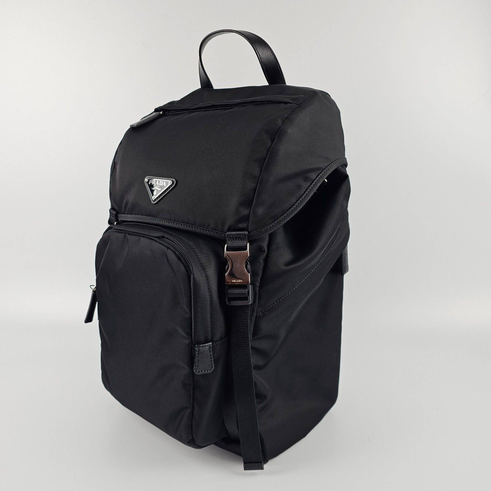 Prada PRADA $2500 Black Re-Nylon And Saffiano Leather Backpack New Size ONE SIZE - 4 Thumbnail