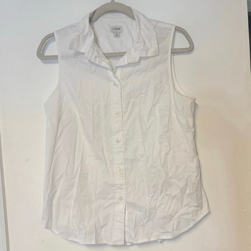 J.Crew J.Crew Sleeveless Cotton Poplin Shirt In White Size Medium Size M / US 6-8 / IT 42-44 - 3 Thumbnail