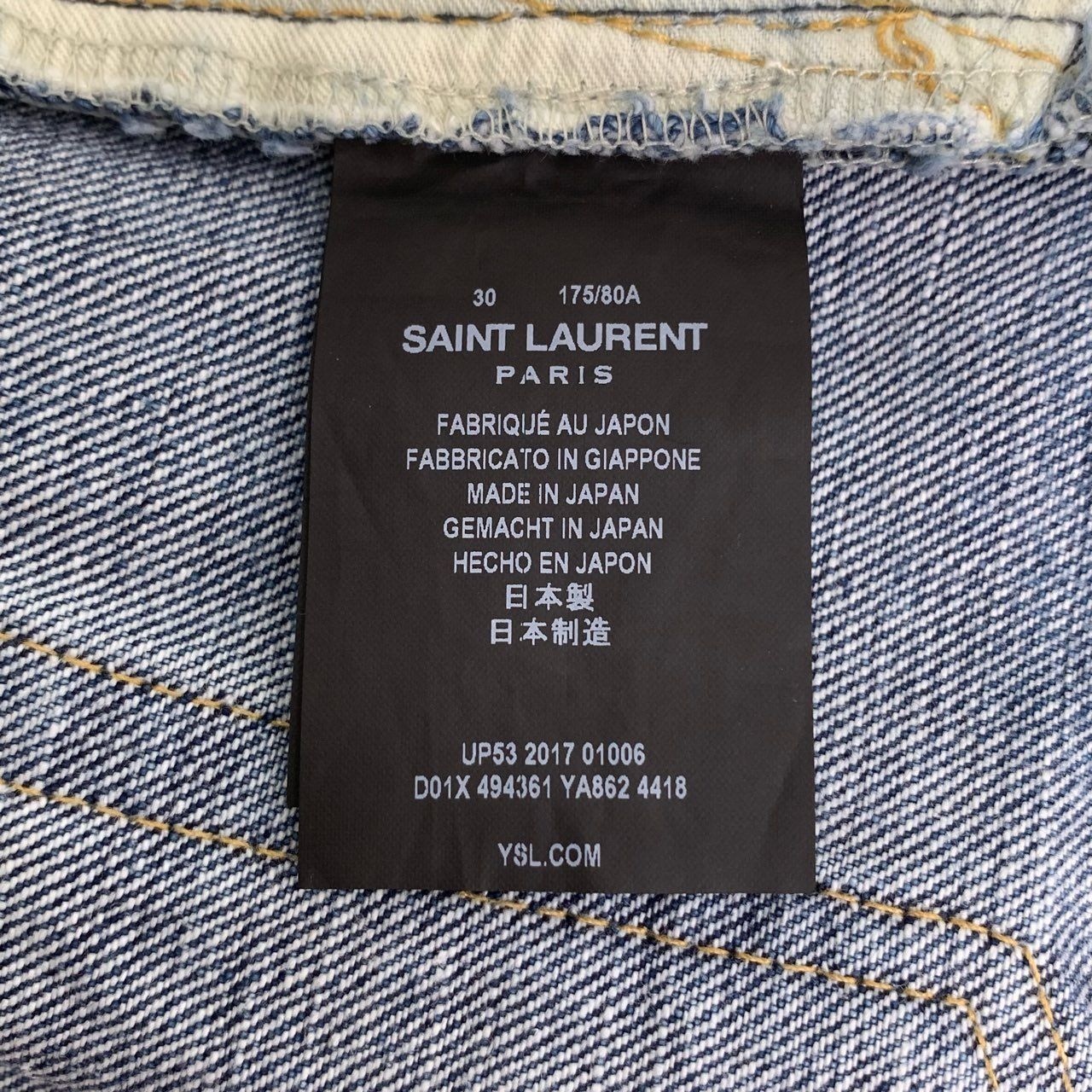 Saint Laurent Paris Saint Laurent Deep Blue Washed Cotton Straight-Leg Jeans (Si Size 30" / US 8 / IT 44 - 3 Thumbnail