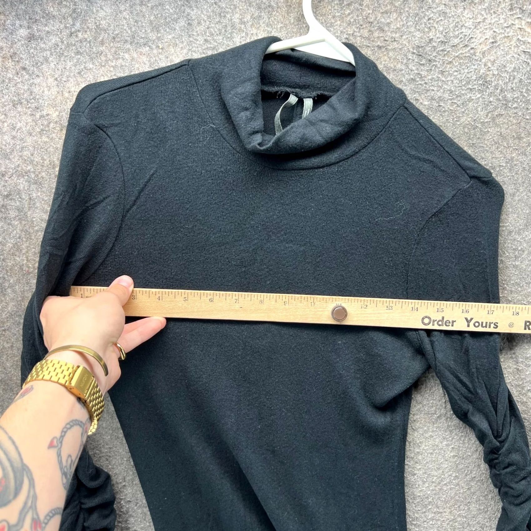 Anthropologie Anthropologie Shirt Womens XS Black Mock Neck Ruched Long Sleeve Top Size XS / US 0-2 / IT 36-38 - 5 Thumbnail