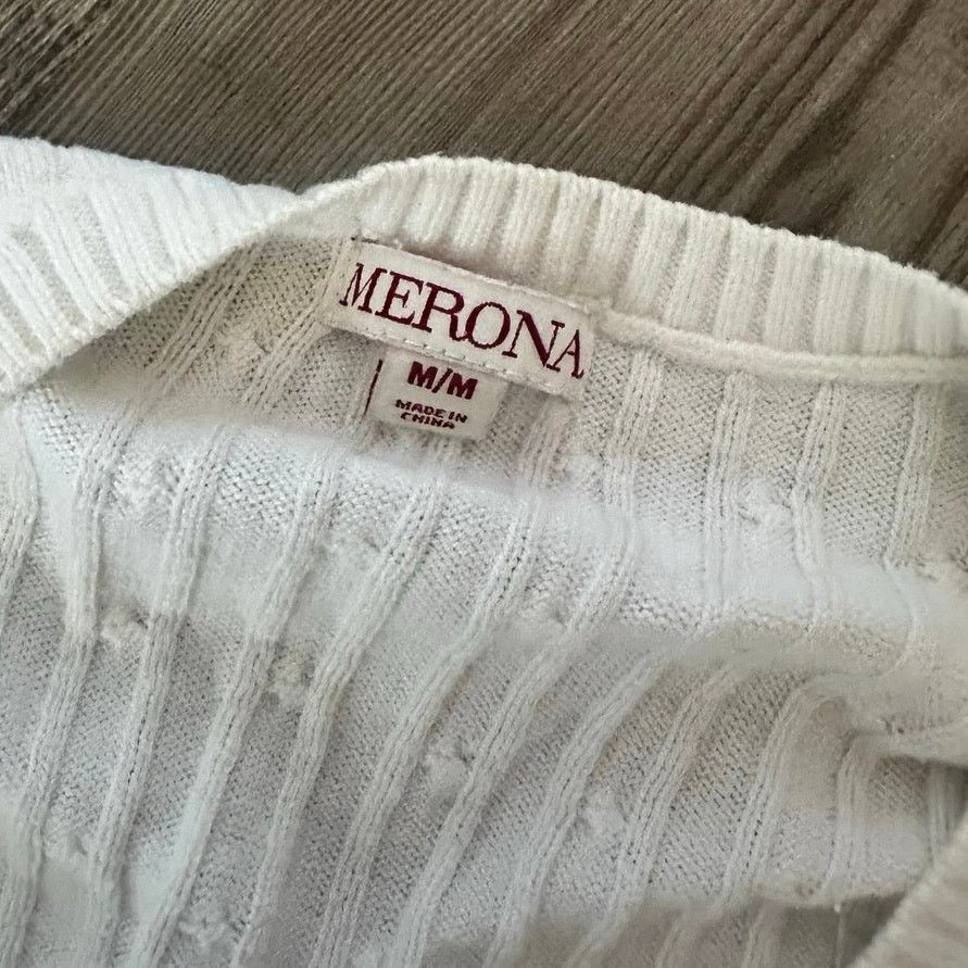 Merona merona white knit long sleeve sweater Size M / US 6-8 / IT 42-44 - 3 Thumbnail