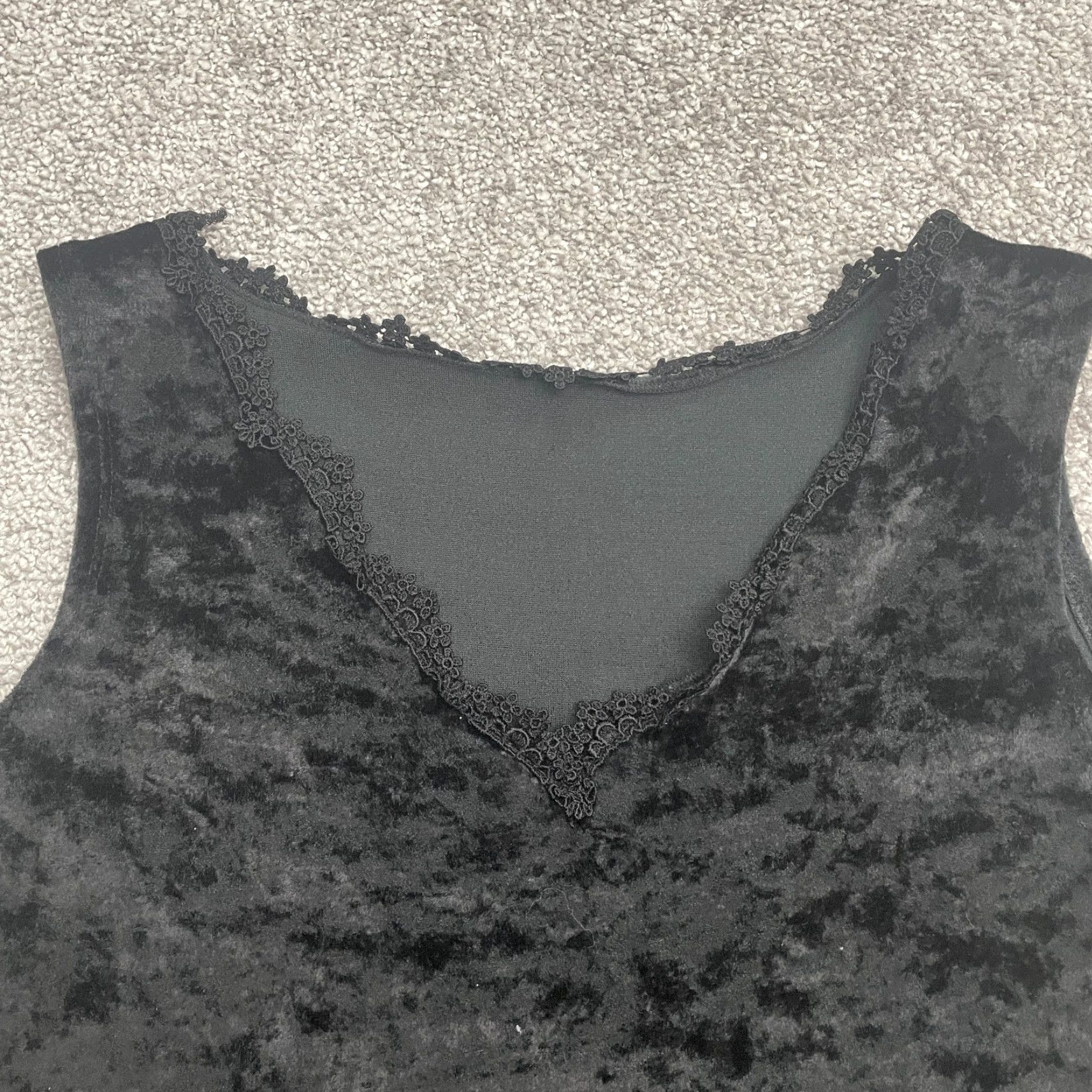 Velvet VINTAGE Worn Out Tank Top Womens M Velvet Lace Trim Black V-Neck Casual Shirt Size M / US 6-8 / IT 42-44 - 3 Thumbnail