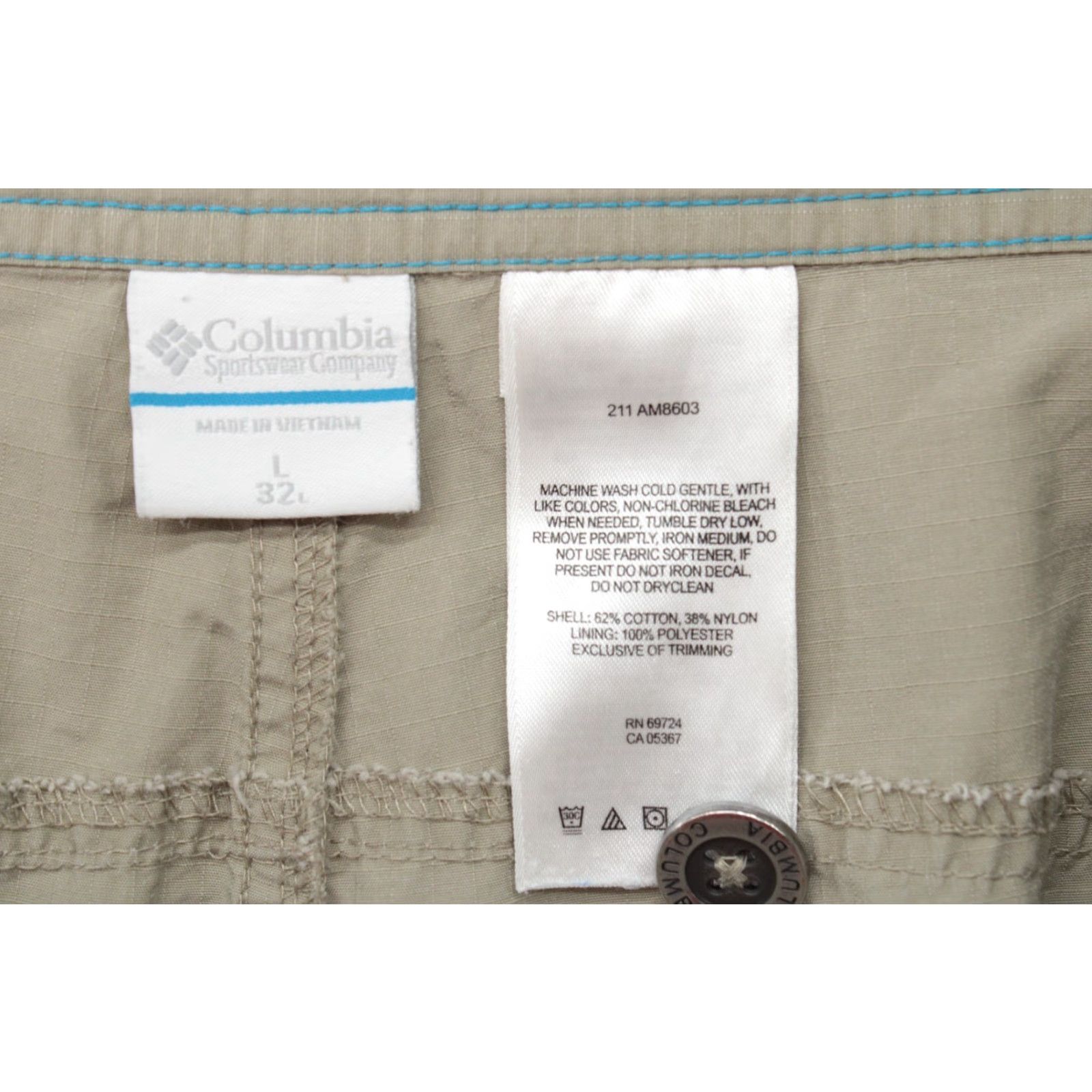 Vintage Columbia Pants Mens Large Khaki Tan Convertible Hiking Rip Stop Fishing Utility Pants Mens Regular Brown Beige Size US 33 - 7 Thumbnail