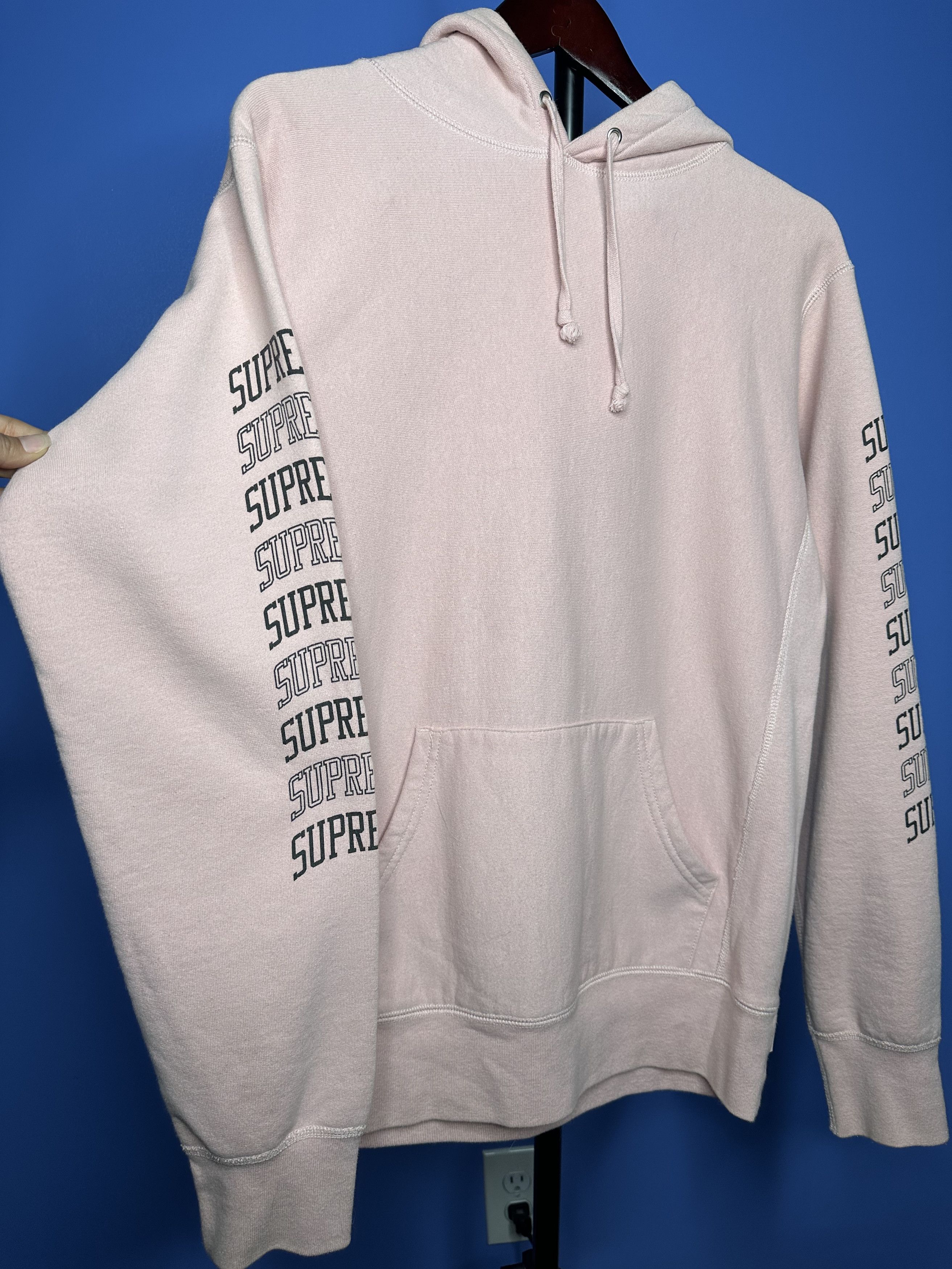 Supreme Spring Summer 2017 Dusty Pink Sleeve Arc Hooded Sweatshirt Size US M / EU 48-50 / 2 - 2 Thumbnail
