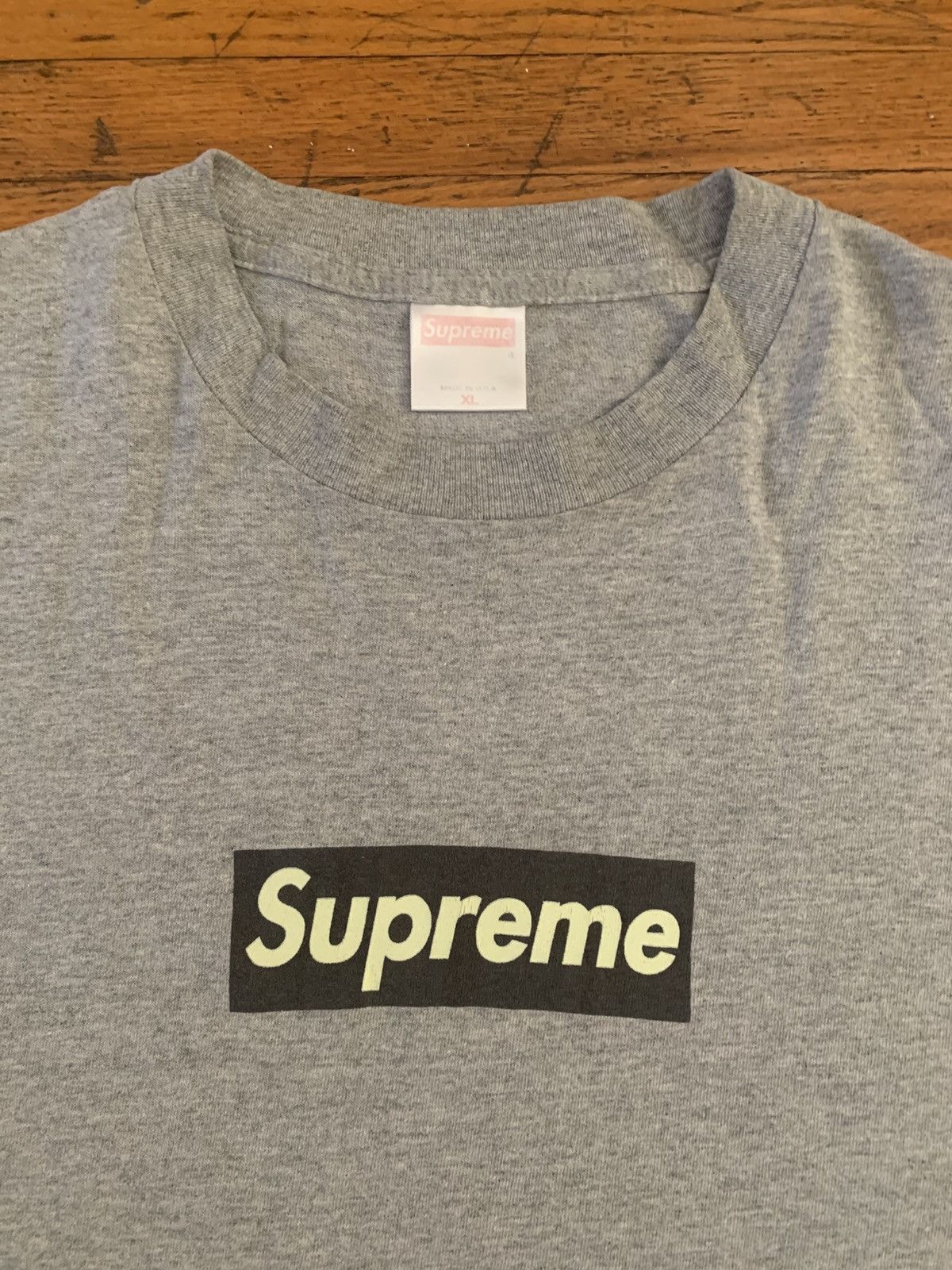 Supreme Supreme 1998 Brown/Cream on Grey Box Logo Tee Size US XL / EU 56 / 4 - 1 Thumbnail