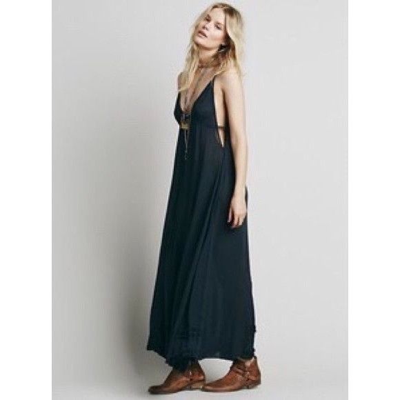 Free People RARE Vtg NWT Free People Gray Lace Crochet Maxi Slip Dress | Size M / US 6-8 / IT 42-44 - 10 Thumbnail