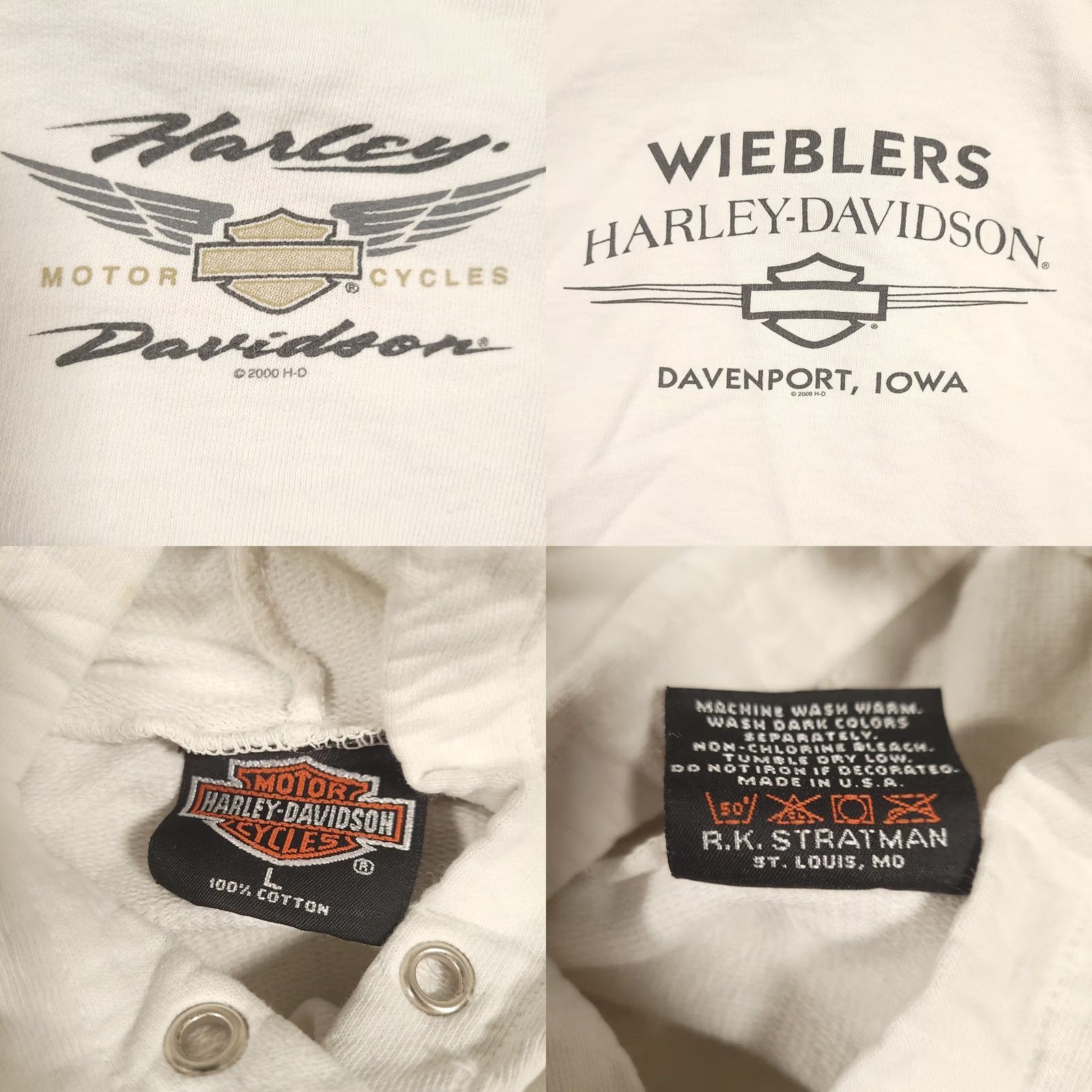 Harley Davidson VINTAGE Harley-Davidson Hoodie Womens Medium Snap Up Distressed Davenport Iowa Hoodie Mens Womens Girls Boys Size M / US 6-8 / IT 42-44 - 10 Thumbnail