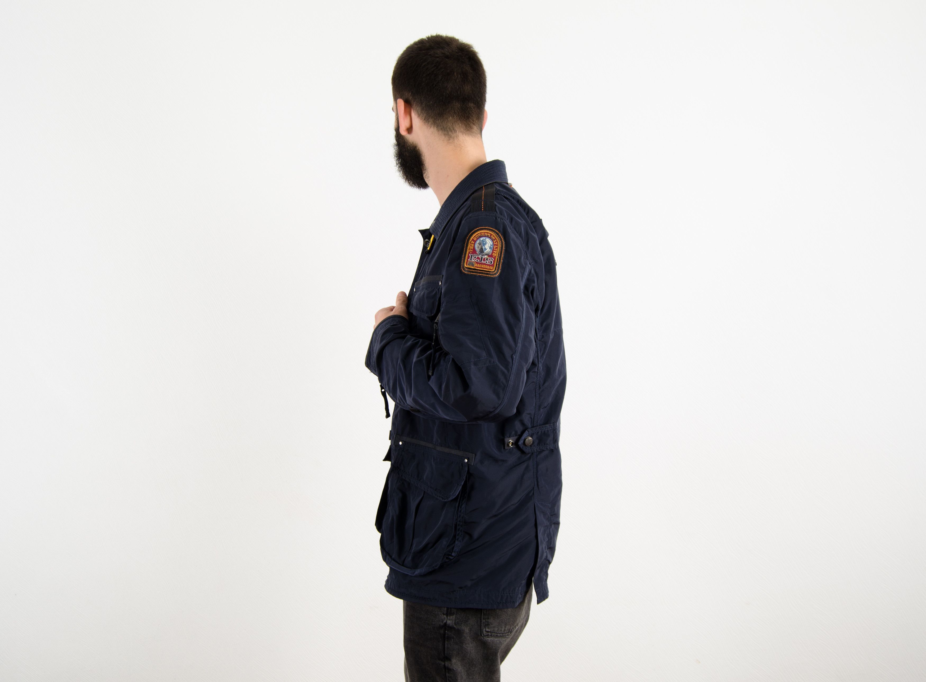 Parajumpers Parajumpers Navy Nylon Leather Long Coat Jacket Size US XL / EU 56 / 4 - 5 Thumbnail