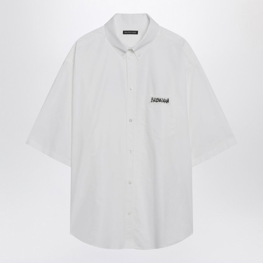 Balenciaga o1d2blof0226 Tape Shirt in White Size US M / EU 48-50 / 2 - 1 Thumbnail