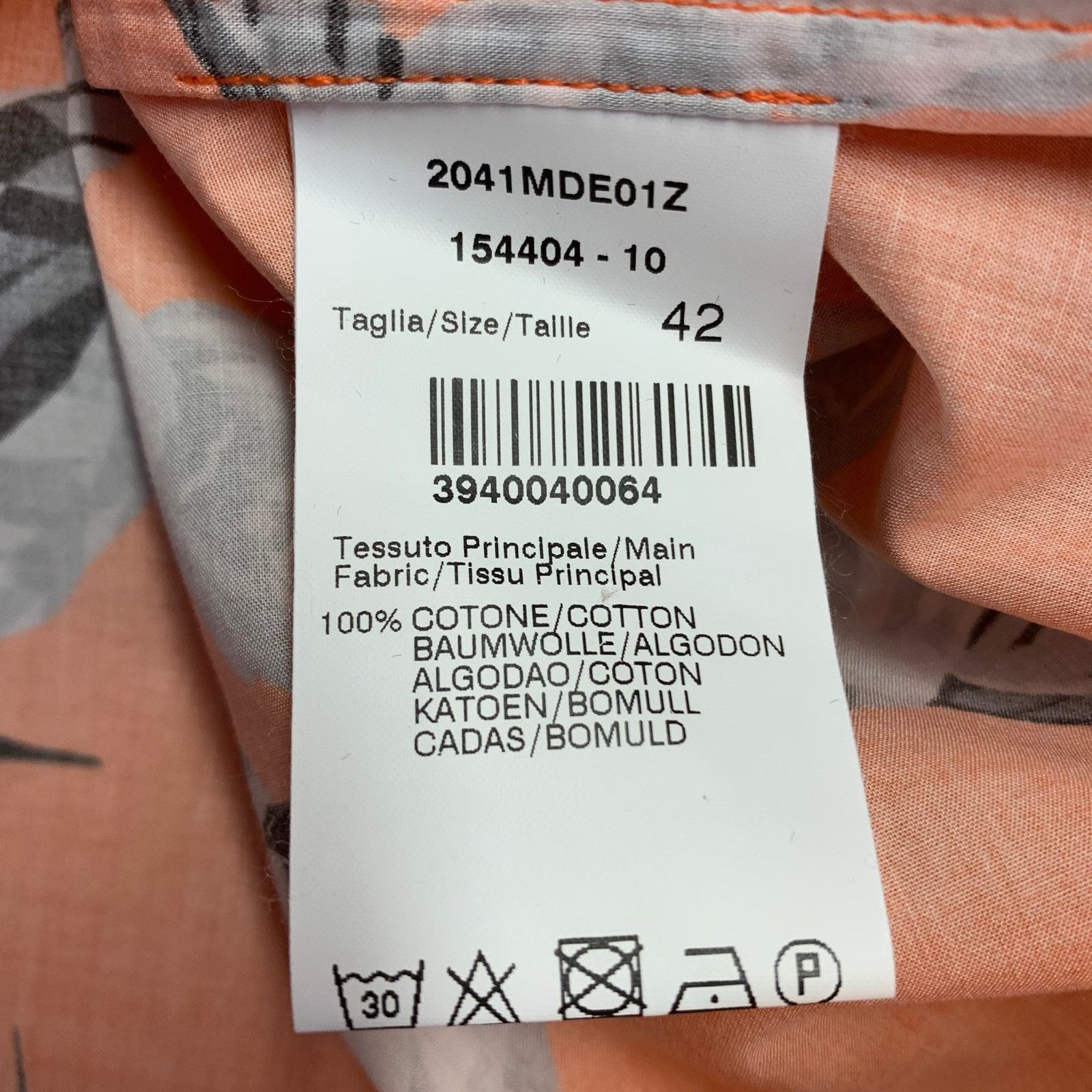 MSGM Orange Black White Cotton Birds One Pocket Shirt Size US M / EU 48-50 / 2 - 5 Thumbnail