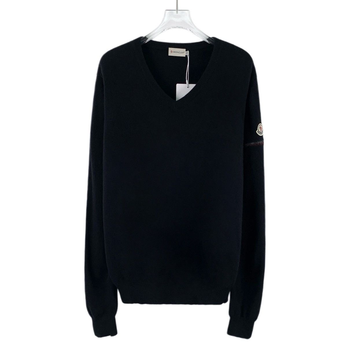 Moncler Moncler Black Wool V-neck Long Sleeve Knit Sweater K26WX Size XXL / US 16-18 / IT 52-54 - 1 Thumbnail