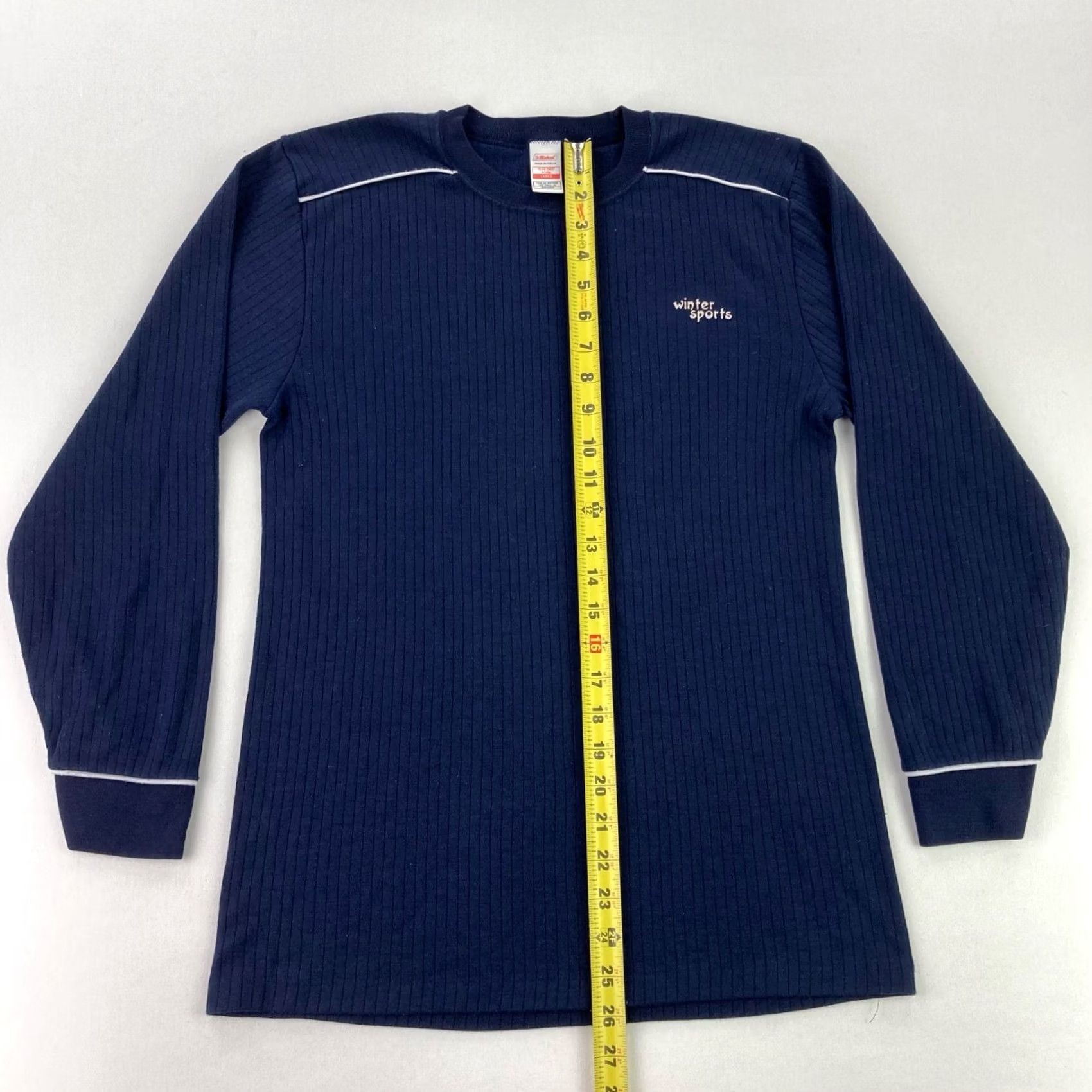 Vintage VINTAGE St Michael Men's Winter Sports Thermal Shirt Navy Blue Large Long Sleeve Crew Neck Cotton T-Shirt Size US L / EU 52-54 / 3 - 4 Thumbnail