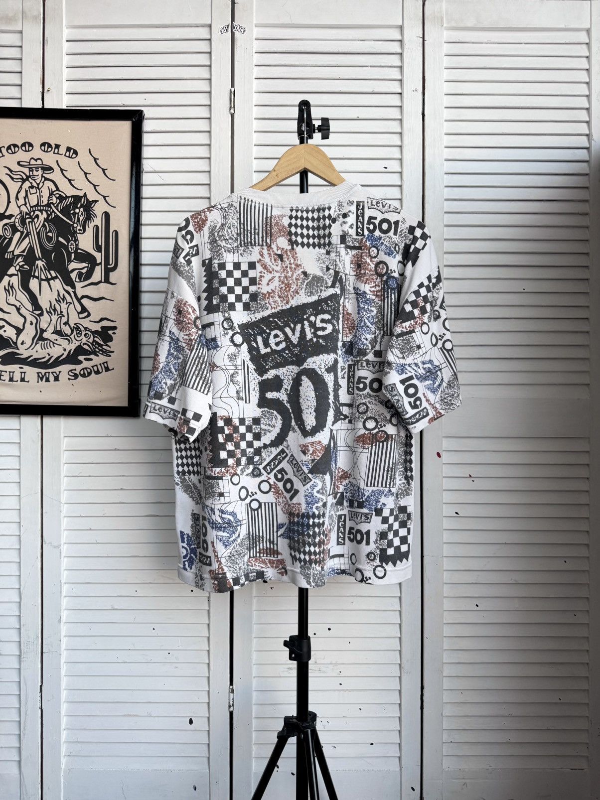 Levi's Vintage Clothing Vintage 90’s Levi’s 501 All Over Print Button Up Shirt USA Size US M / EU 48-50 / 2 - 2 Thumbnail
