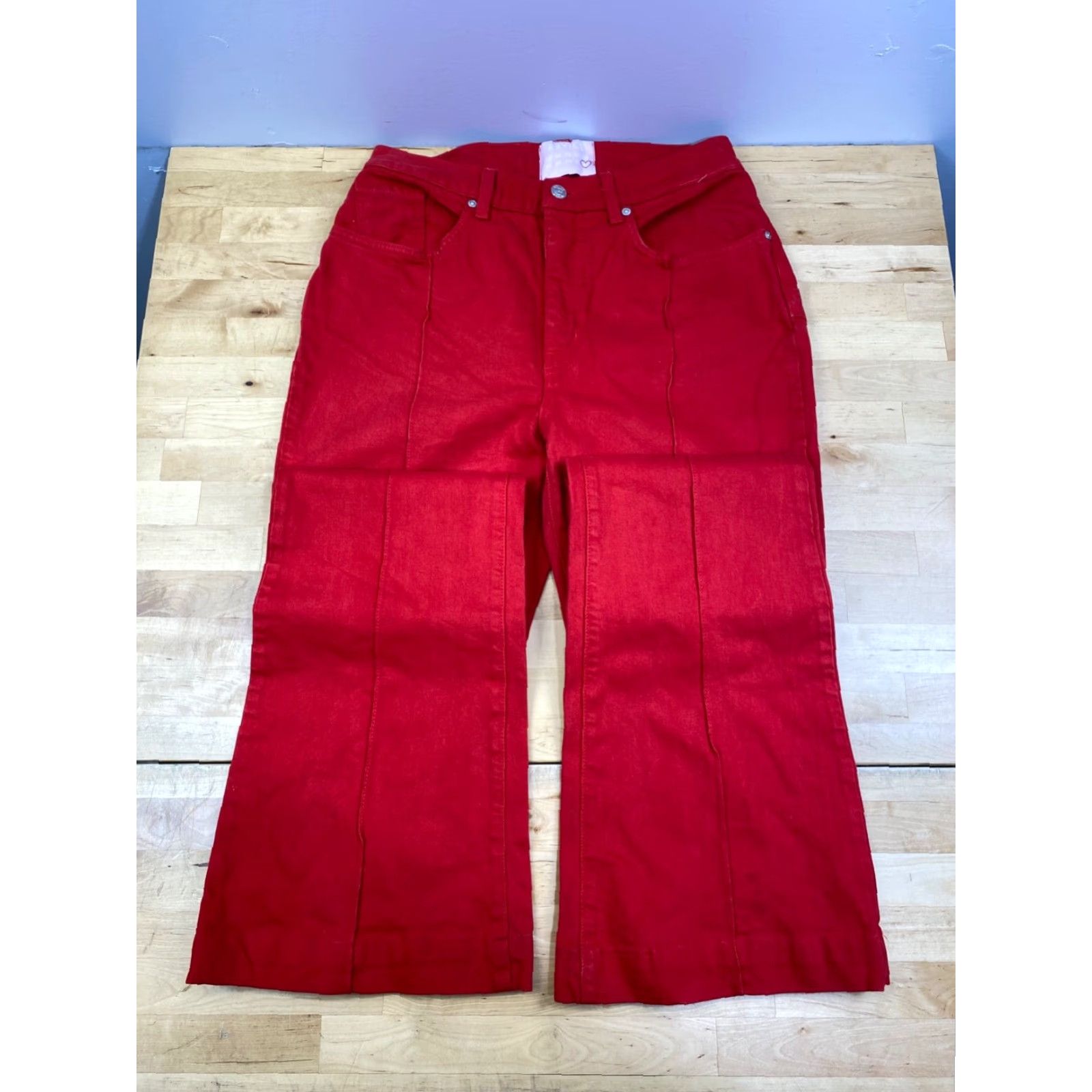Vintage Revice Jeans Womens 32 Red Pleated Casual 32" Inseam Flared Jeans Womens Red Pleated 32" Inseam Size 24" / US 00 / IT 34 - 2 Thumbnail