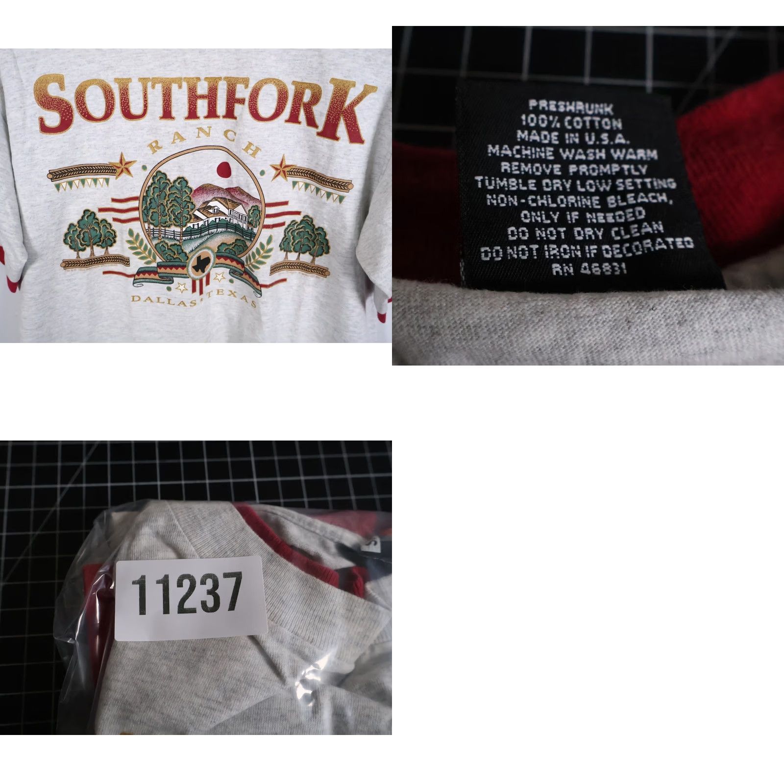 Vintage VINTAGE 90s Dallas Southfork Ranch T-Shirt Signal Logo Graphic Print Mens Large Gray Size US L / EU 52-54 / 3 - 9 Thumbnail