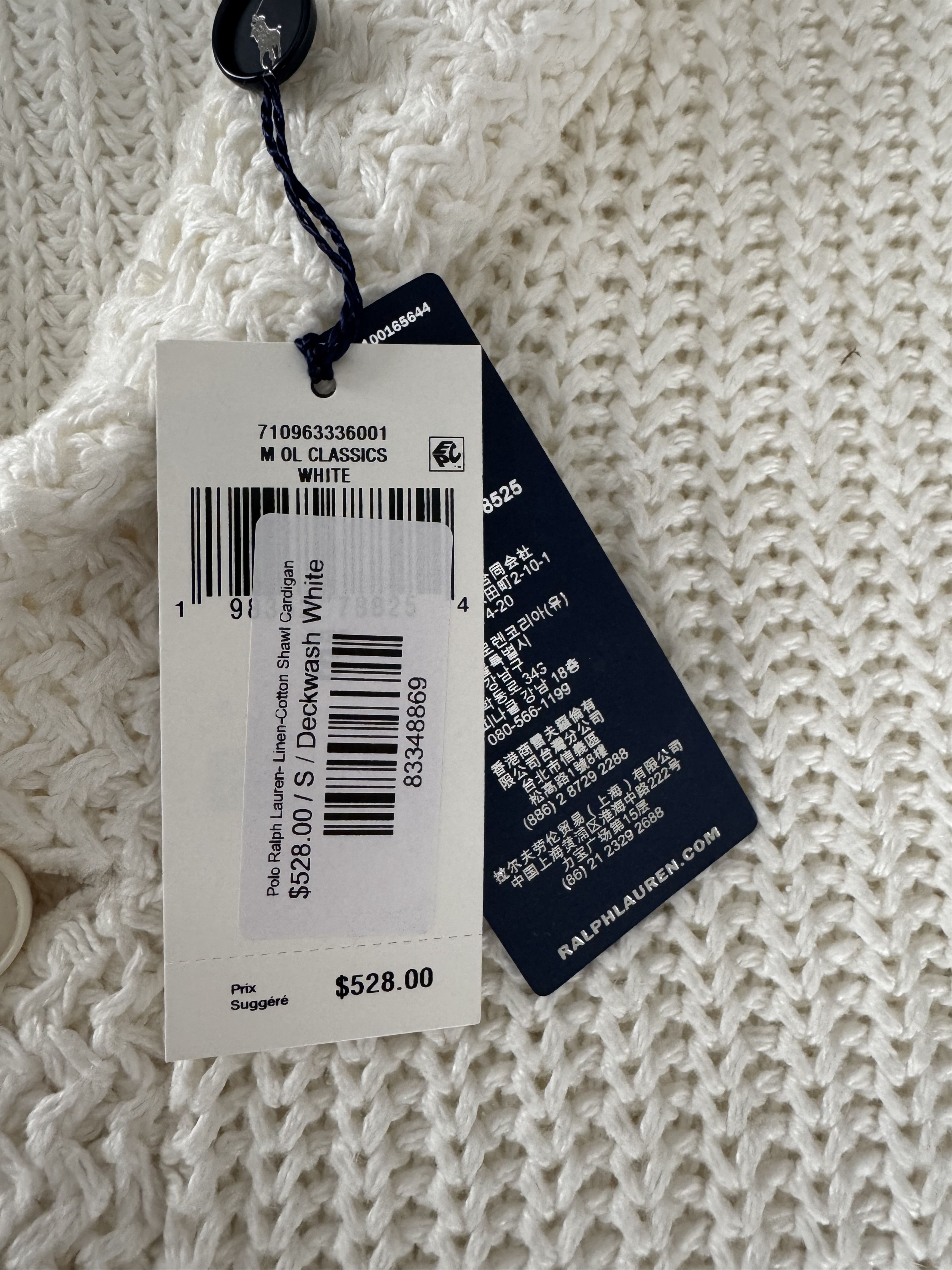 Polo Ralph Lauren Shawl Collar Off White Mens Cardigan, Polo Ralph Lauren Size US S / EU 44-46 / 1 - 3 Thumbnail