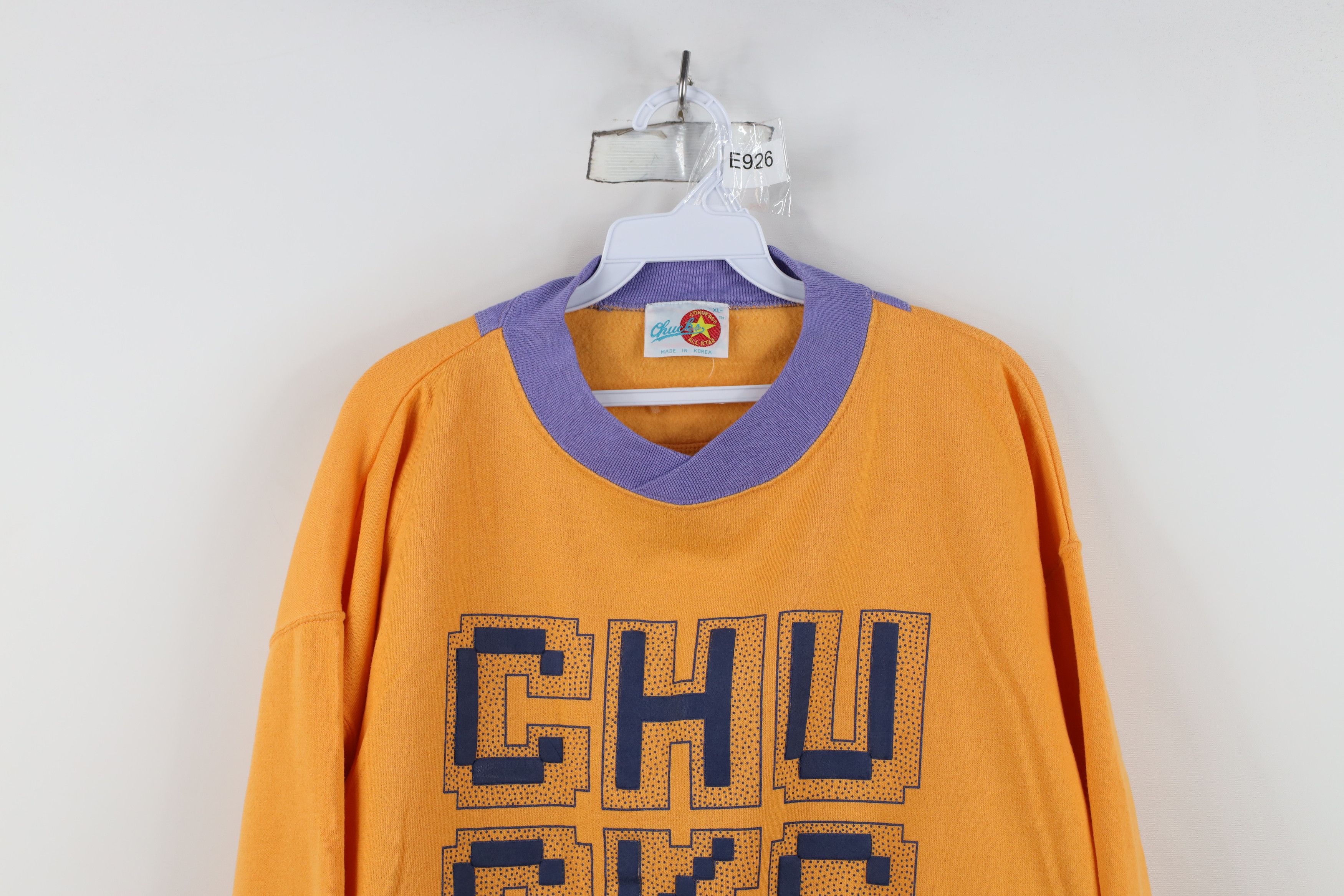 Converse Vintage 90s Converse Chuck Taylor Block Sweatshirt Orange Size XL / US 12-14 / IT 48-50 - 2 Thumbnail