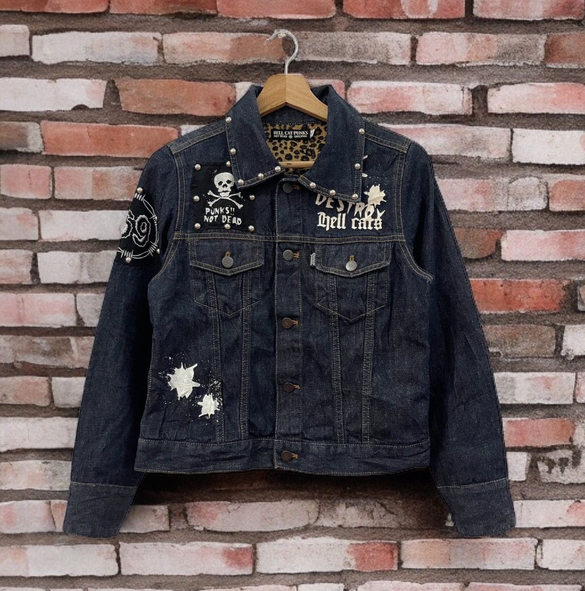 Seditionaries Hell Cat Punks Not Dead Leopard Denim Jacket Size US S / EU 44-46 / 1 - 1 Thumbnail