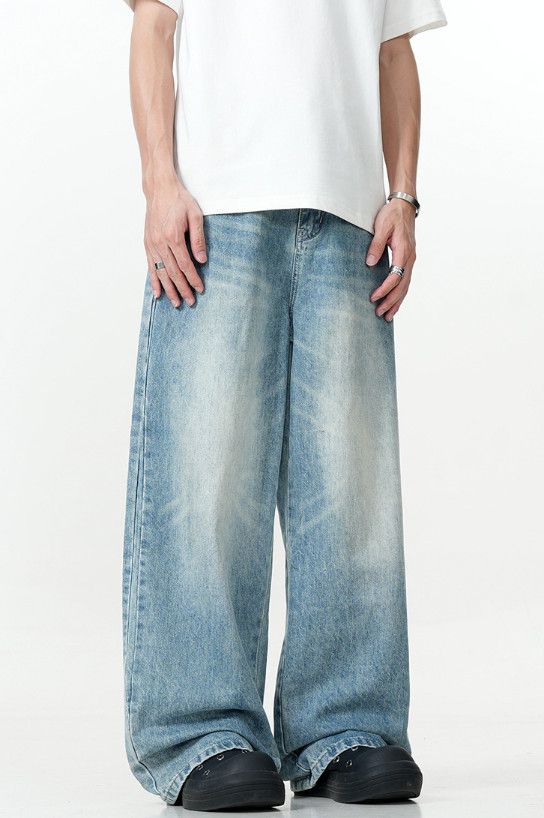 Jean American men's casual washed vintage blue scimitar jeans Size US 32 / EU 48 - 3 Thumbnail