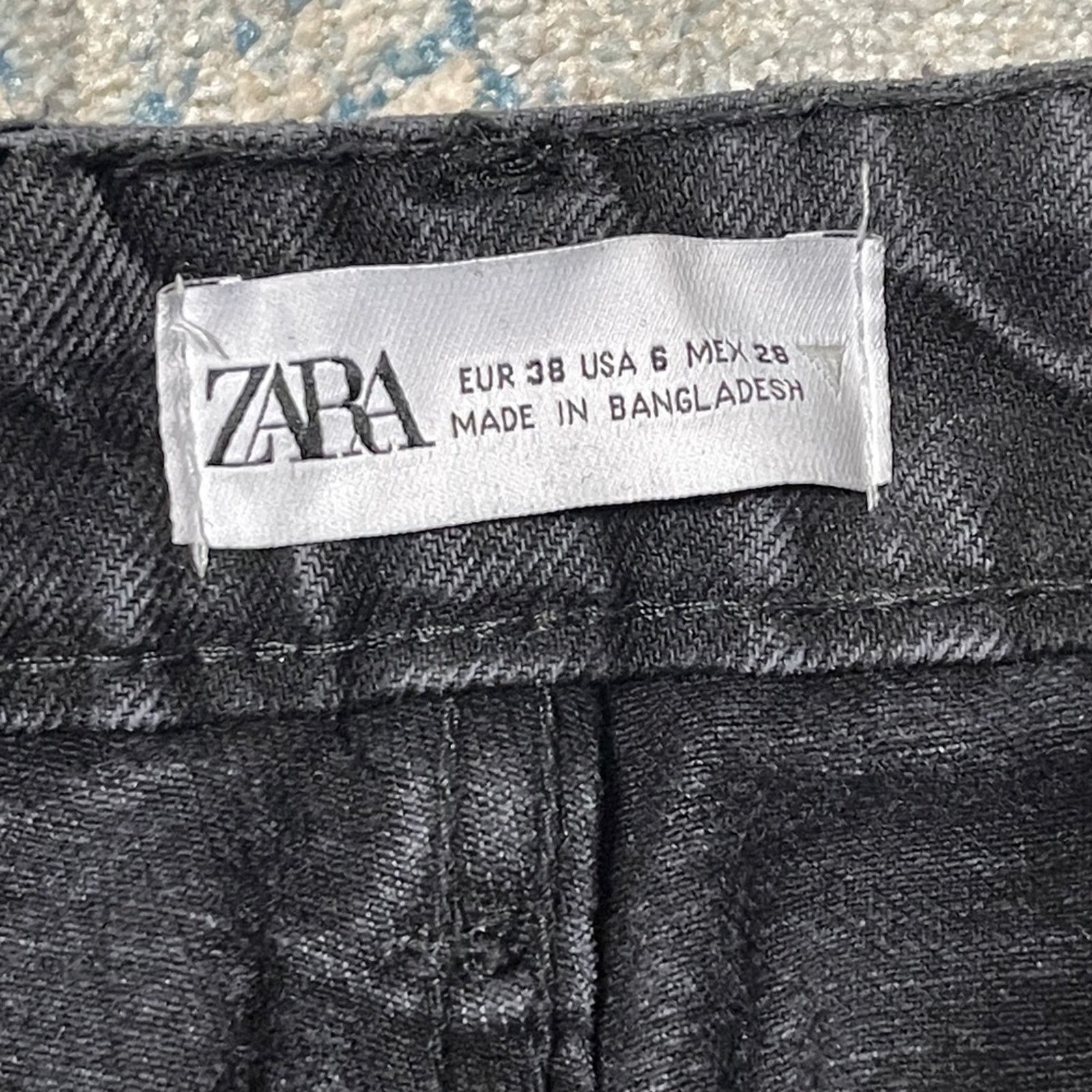 Zara Zara Distressed High Rise Mom Jeans Black Size 6 Size 28" / US 6 / IT 42 - 5 Thumbnail