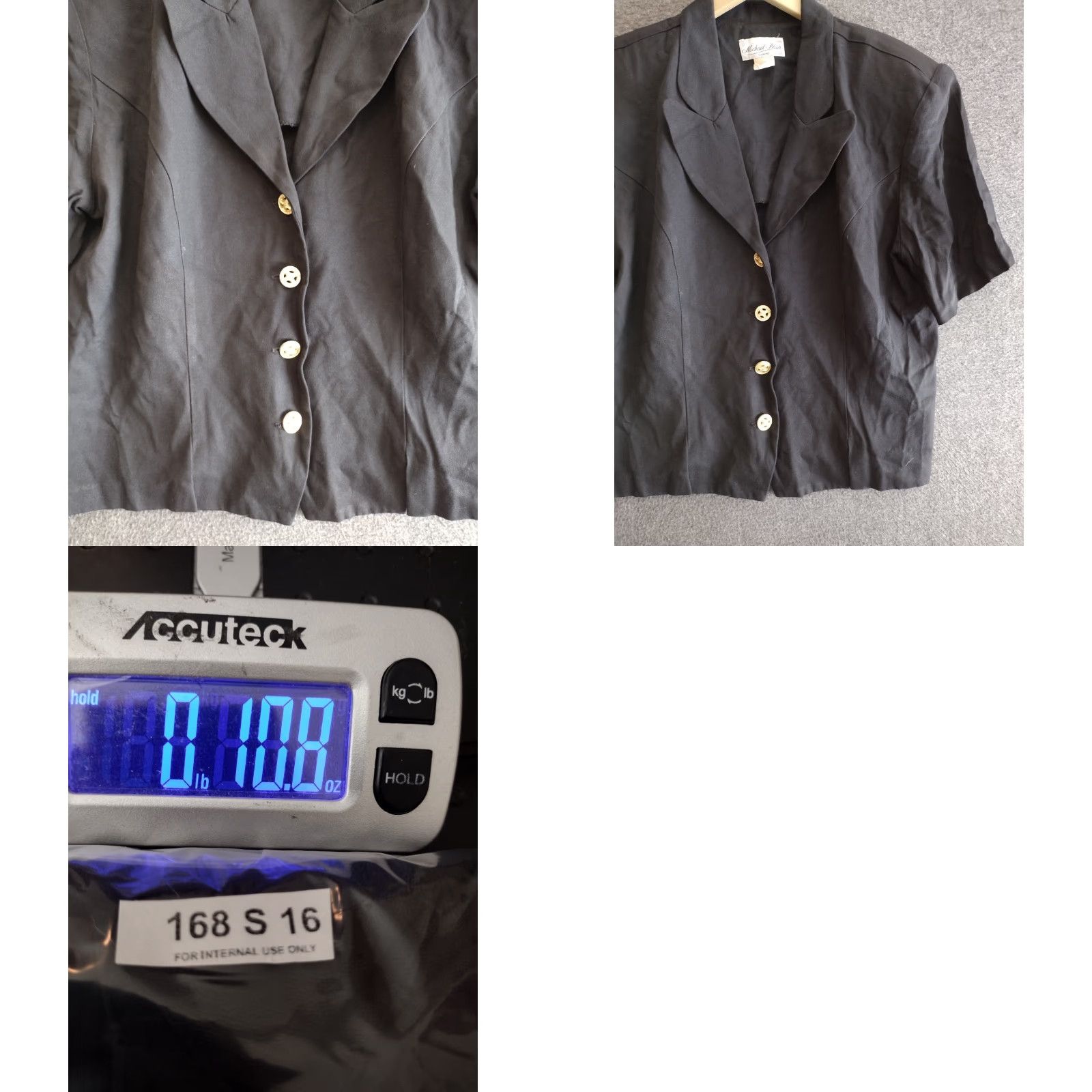 Blair VINTAGE Michael Blair Blouse Short Sleeve Collared Button up Size 18 Black Blended Fabric Plus Size Women 80s Skinner Size XXL / US 16-18 / IT 52-54 - 8 Thumbnail