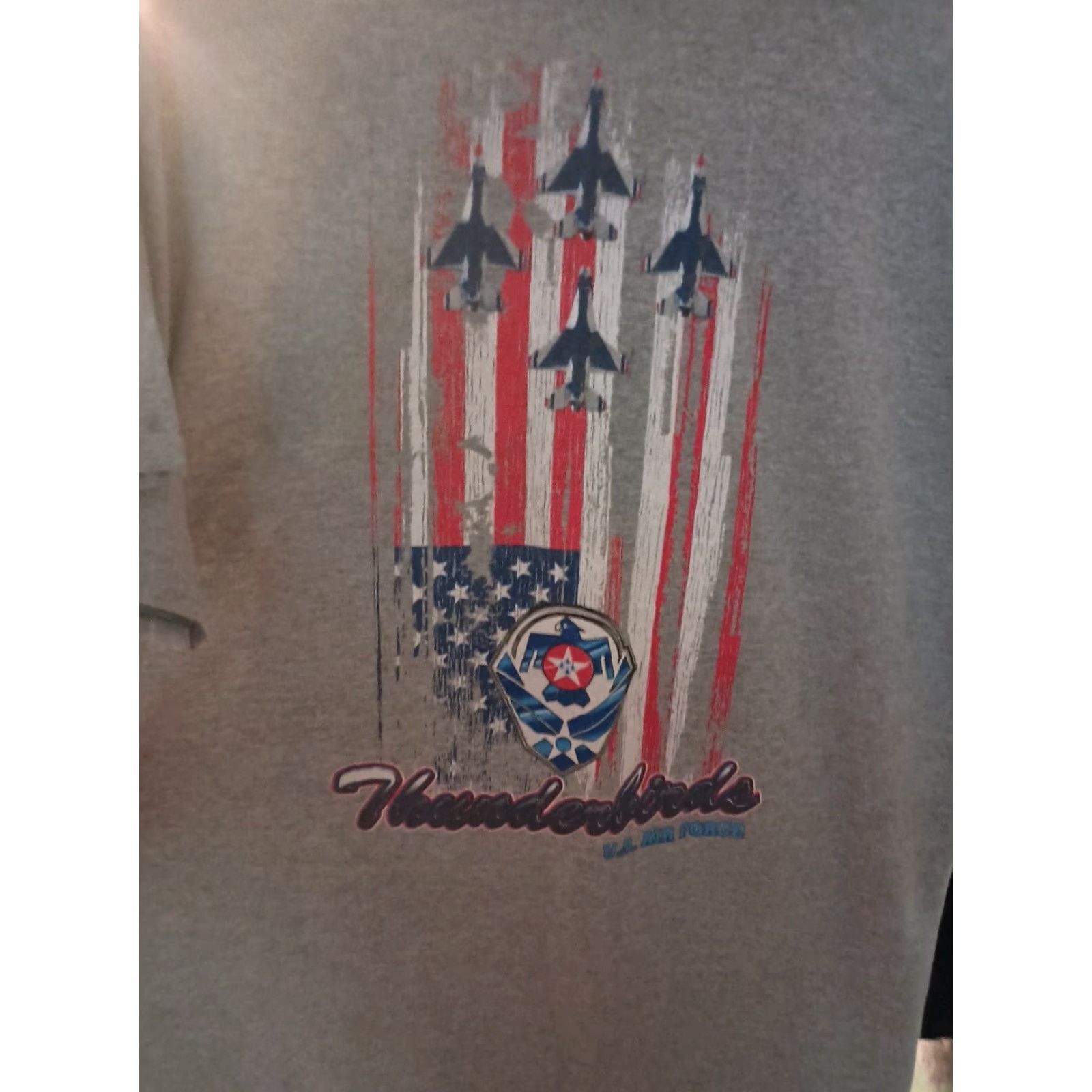 Gildan VINTAGE Thunderbirds US Air Force T-shirt XL Gray USA Military Jets Mens Size US XL / EU 56 / 4 - 4 Thumbnail