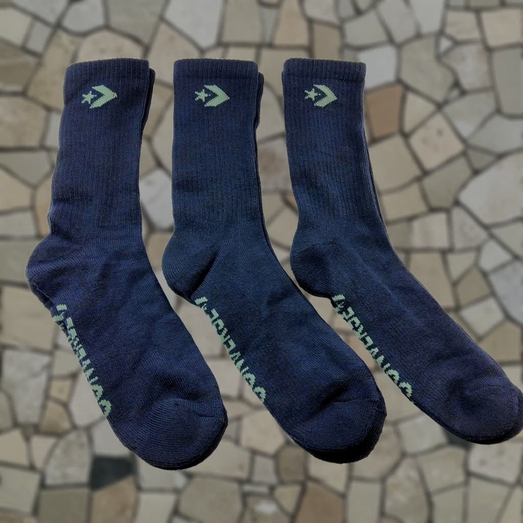 Converse Converse Crew Socks Unisex Adults 6-12 Multicolor 3 Pairs Cushioned Mid Calf Shaft Size ONE SIZE - 1 Thumbnail