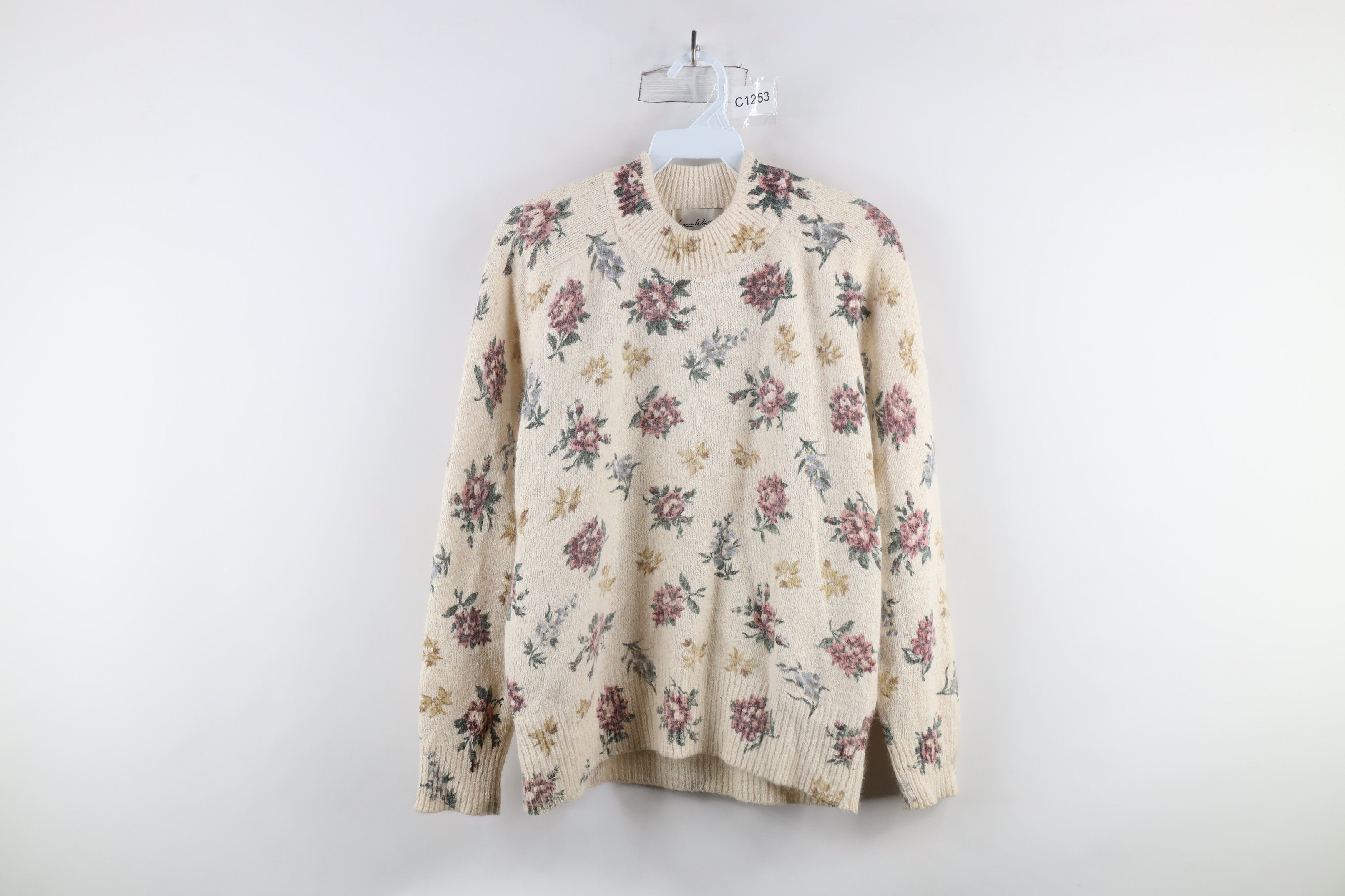 Vintage Vintage 90s Country Primitive Wool Knit Flower Sweater Size M / US 6-8 / IT 42-44 - 1 Thumbnail