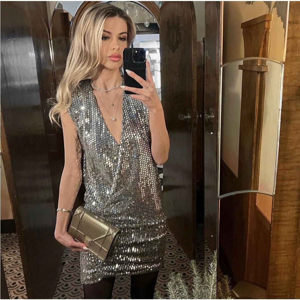 Zara ZARA BLOGGER FAVORITE DRAPED SEQUIN DRESS SILVER Size XS / US 0-2 / IT 36-38 - 2 Thumbnail