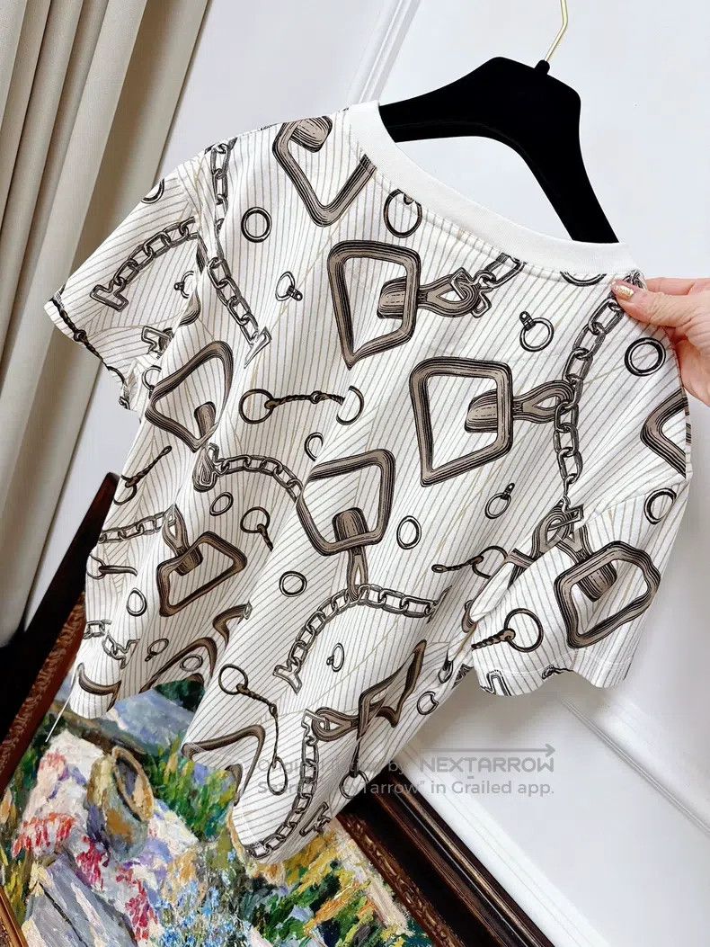 Other Hermes Classic Beige Short-Sleeve T-Shirt with Lock Closur Size XS / US 0-2 / IT 36-38 - 3 Thumbnail