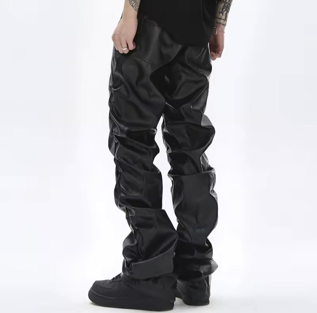 Japanese Brand × Leather Hip Hop Pleated Pu Leather Pants Size US 30 / EU 46 - 4 Thumbnail