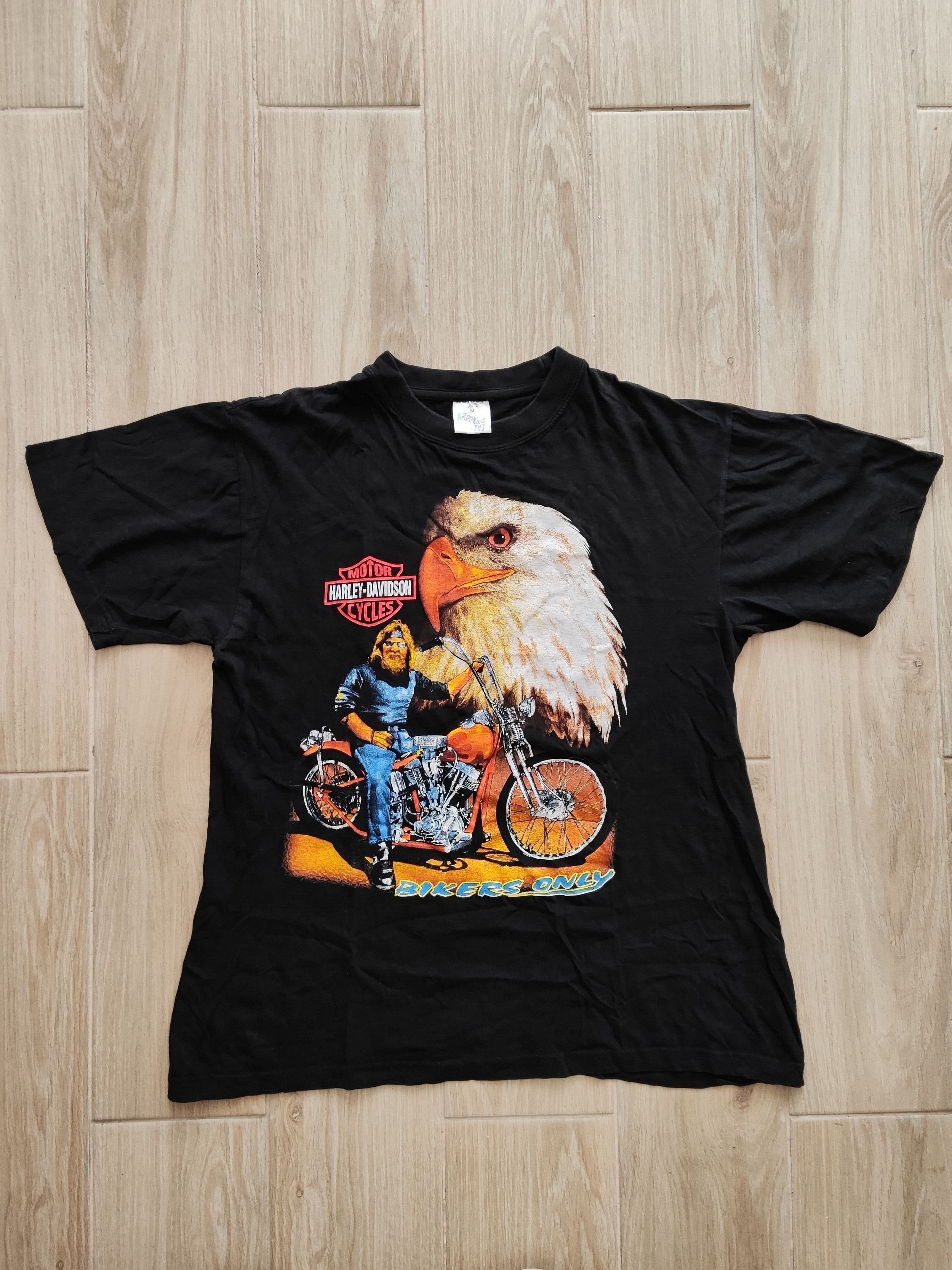 Harley Davidson Vintage 90s Harley-Davidson “Bikers Only” Eagle USA Tee Size US M / EU 48-50 / 2 - 7 Thumbnail
