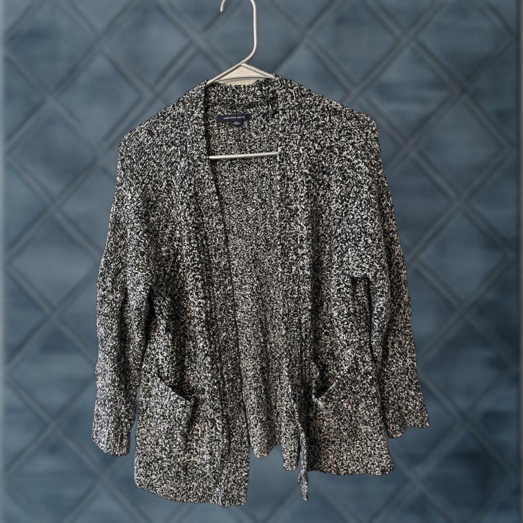 American Eagle Outfitters American Eagle Outfitters Sweater Women XS/S Cardigan Hooded Open Front Gray Solid Knit Size XS / US 0-2 / IT 36-38 - 1 Thumbnail