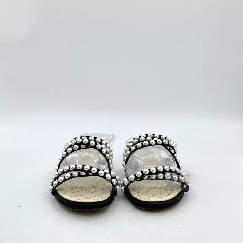 Chanel Chanel Black pearl double C decoration casual flat one-wor Size US 5 / IT 35 - 3 Thumbnail