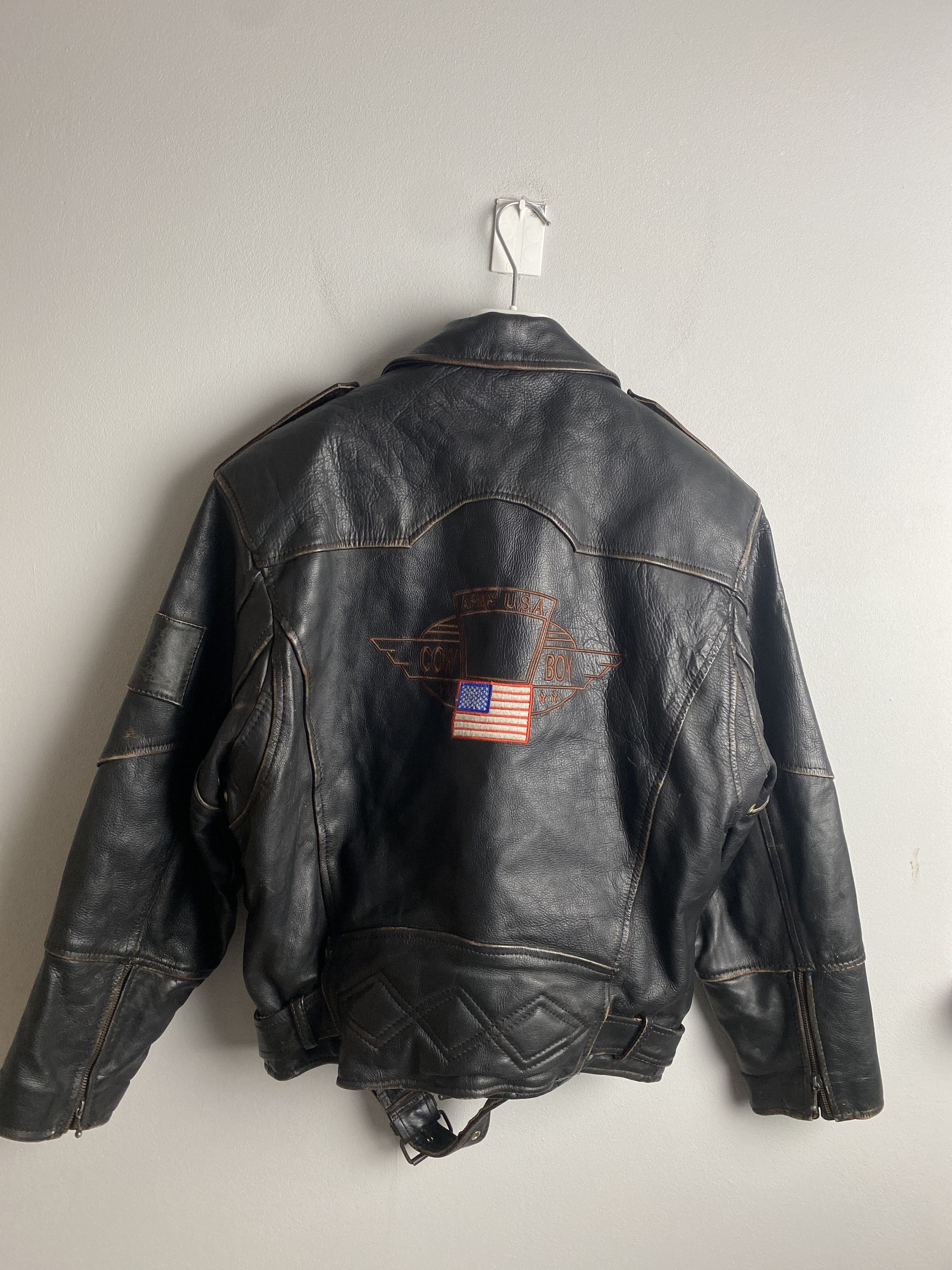 Leather × Vintage Vintage Leather jacket biker Army USA Cowboy Size US M / EU 48-50 / 2 - 4 Thumbnail