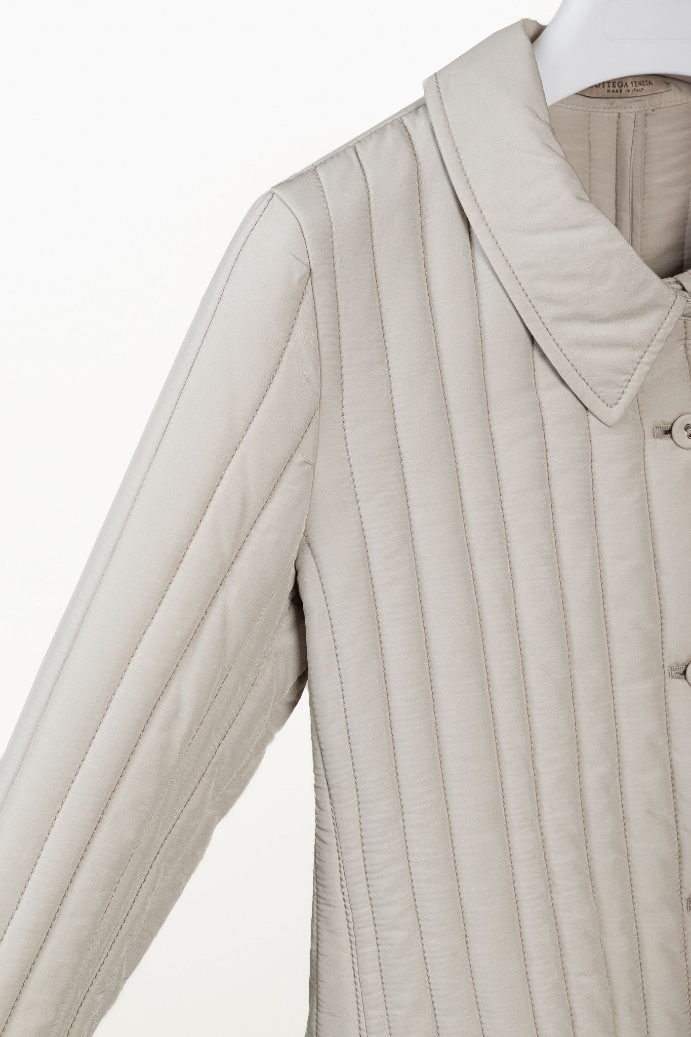 Bottega Veneta Bottega Veneta Taupe Grey Quilted Silk Collared Jacket Size S / US 4 / IT 40 - 5 Thumbnail