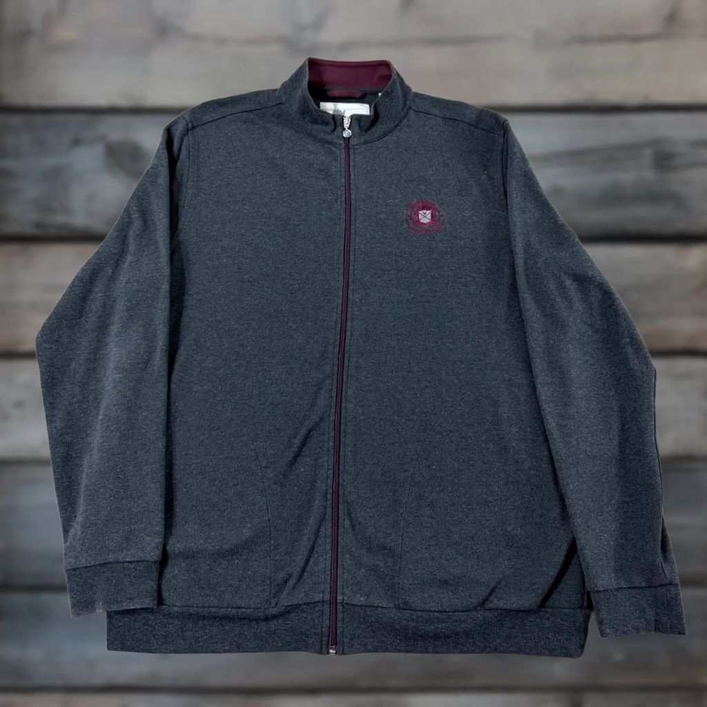 Linksoul Jacket Men Large Gray Full Zip Golf Fleece Tempus Fugit Logo Euc Mens, Men's