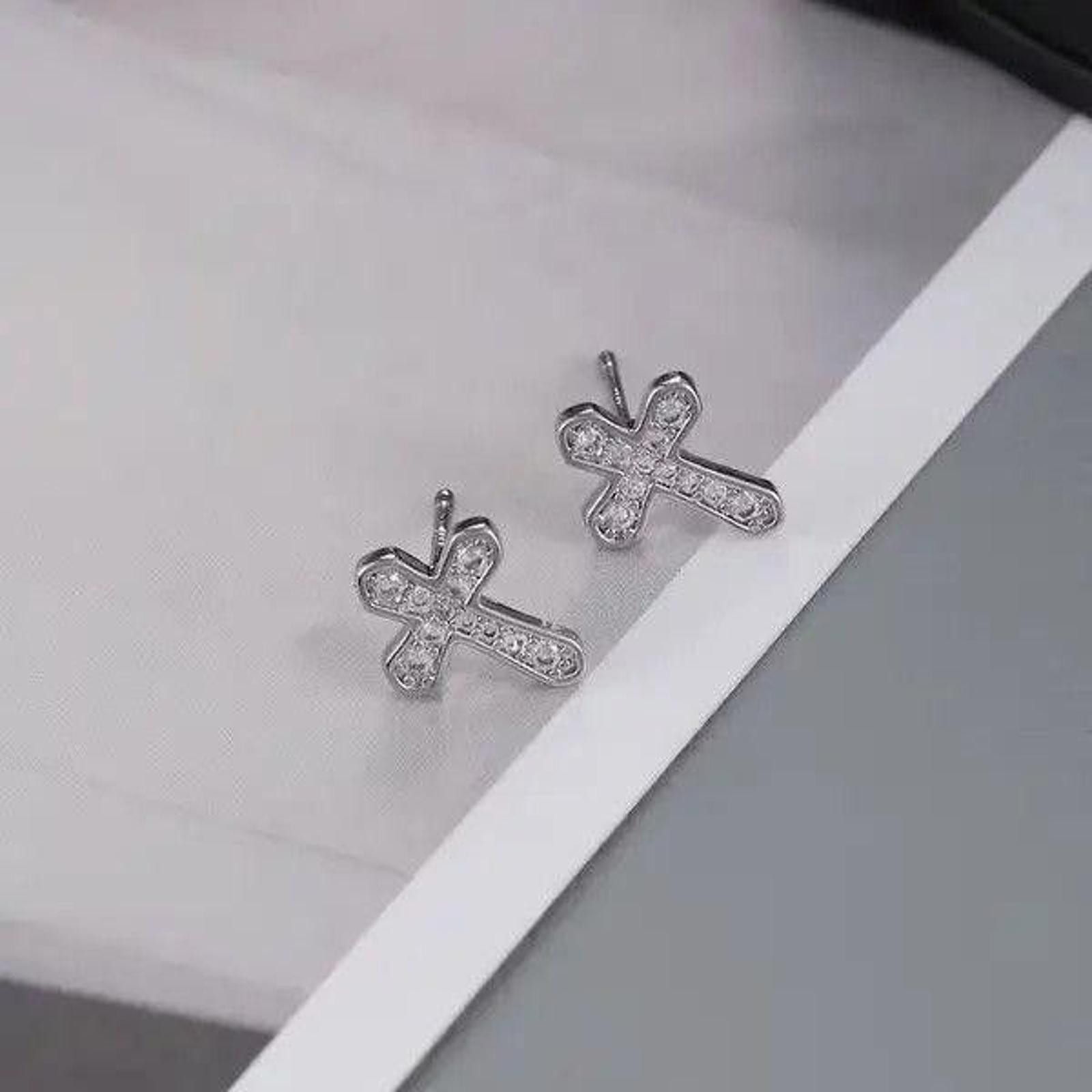 Other 925 Silver Plated Cross Stud Earrings for Men Women Size ONE SIZE - 3 Thumbnail