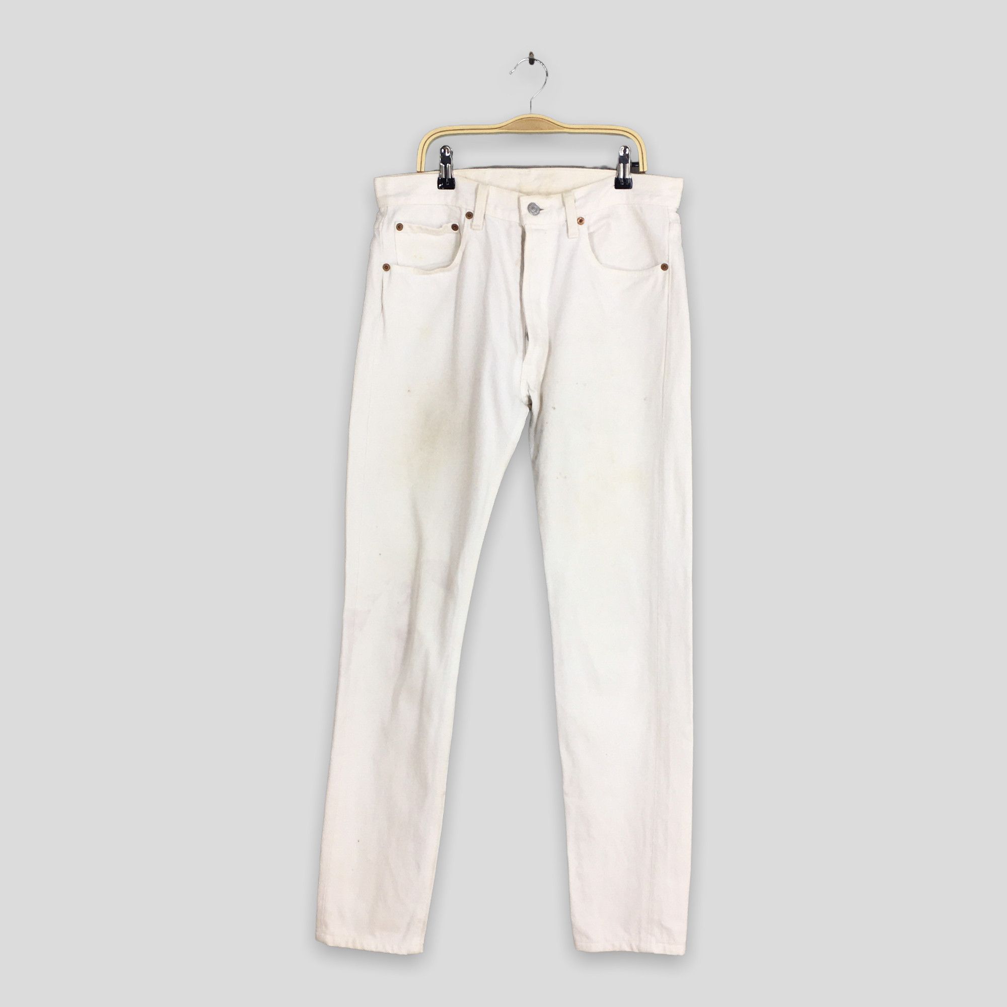 Levi's Size 30x30 Vintage 90s Levi's 501 White Dirty Jeans S1789 Size US 30 / EU 46 - 1 Thumbnail