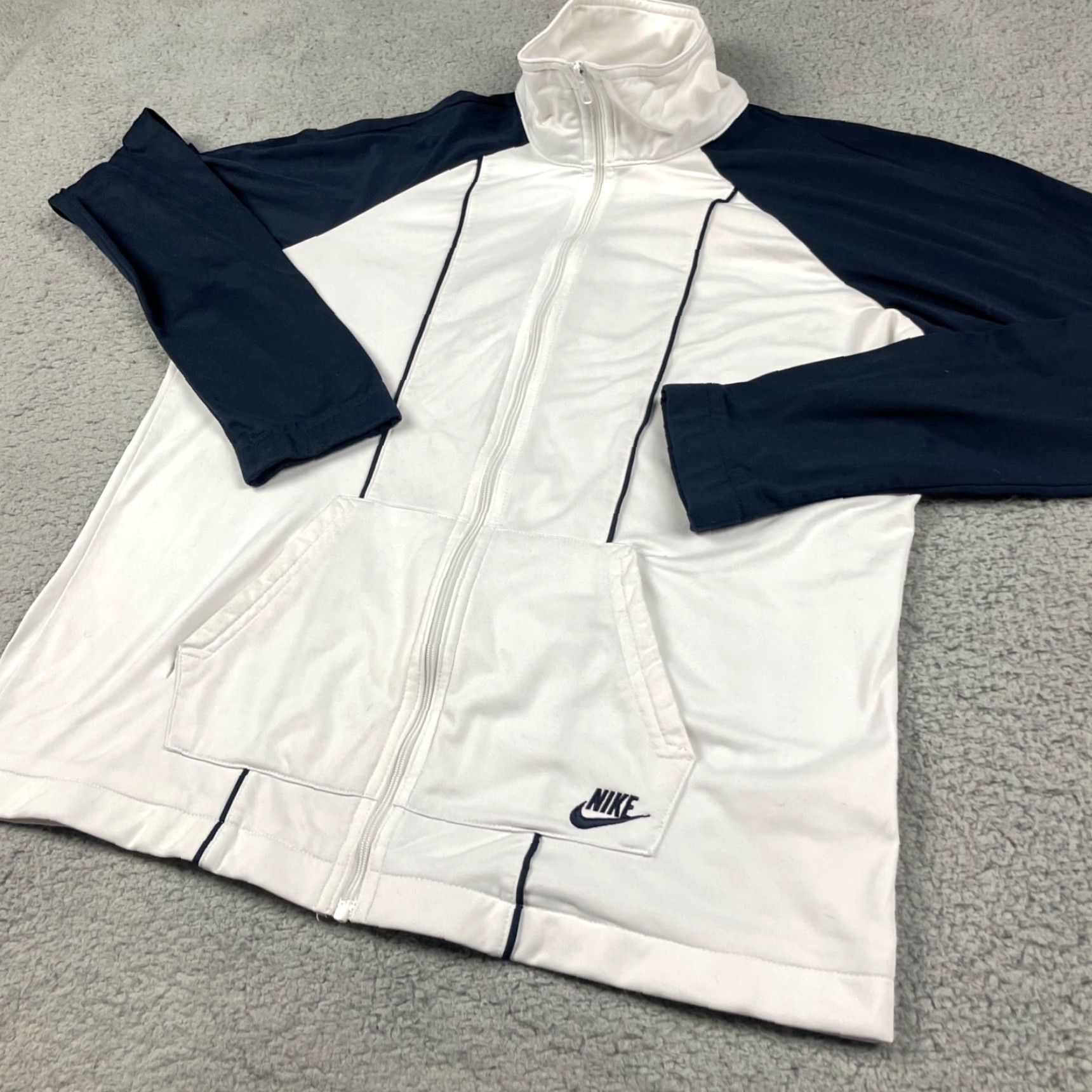 Nike VINTAGE Nike Jacket Women's L White Blue Activewear Track Jacket Zip Men? Size L / US 10 / IT 46 - 3 Thumbnail