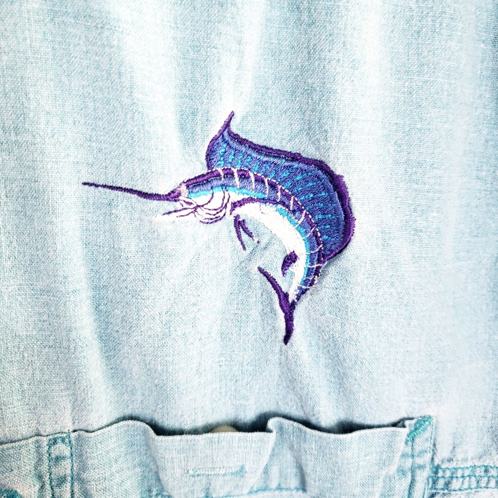 Vintage VINTAGE Bimini Bay Shirt Mens L Blue Sportfish SS Marlin Logo Fishing Button Up Size US L / EU 52-54 / 3 - 5 Thumbnail