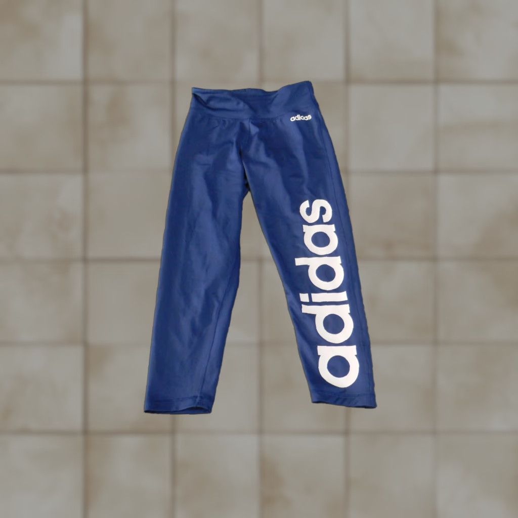 Adidas Adidas Leggings Women S Blue Print Running Performance Climalite Walking Compression Straight Inseam 21 in Size 40" / US 18 - 1 Thumbnail