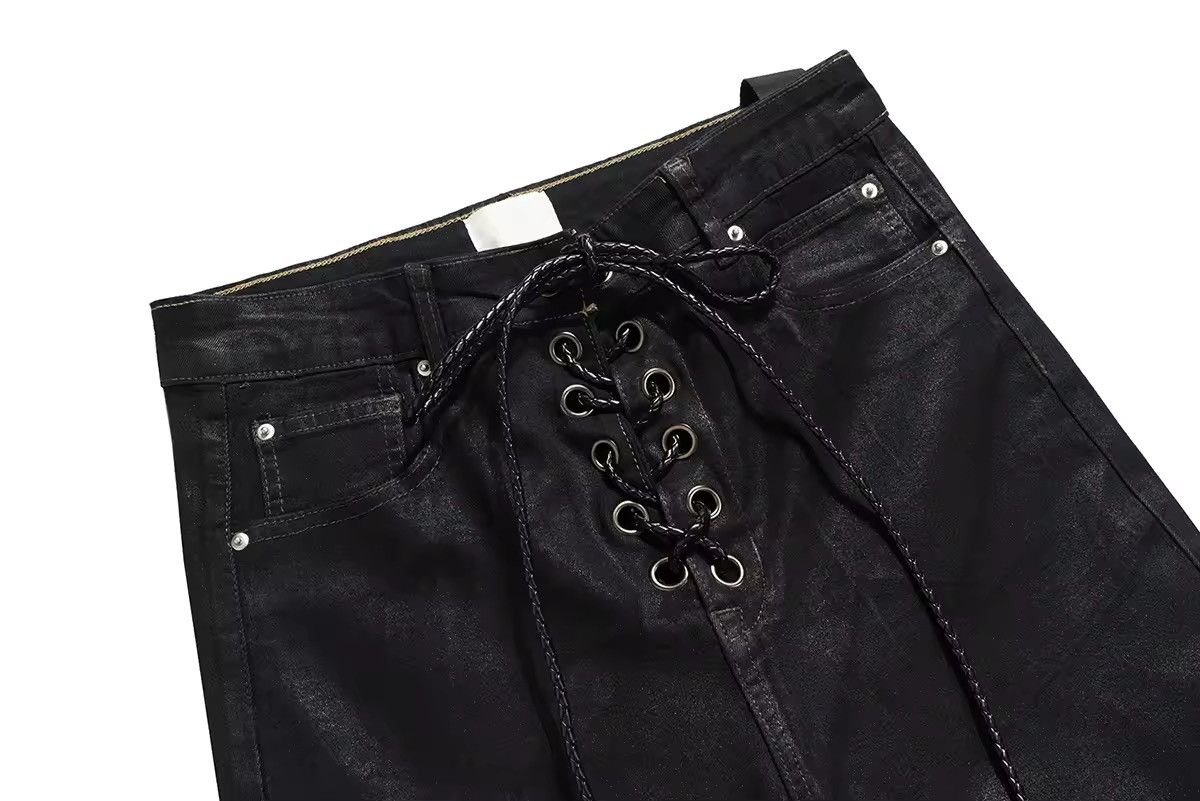 Japanese Brand × Jean Coated Stretch Black Flare Baggy Leather Trousers Size US 28 / EU 44 - 4 Thumbnail