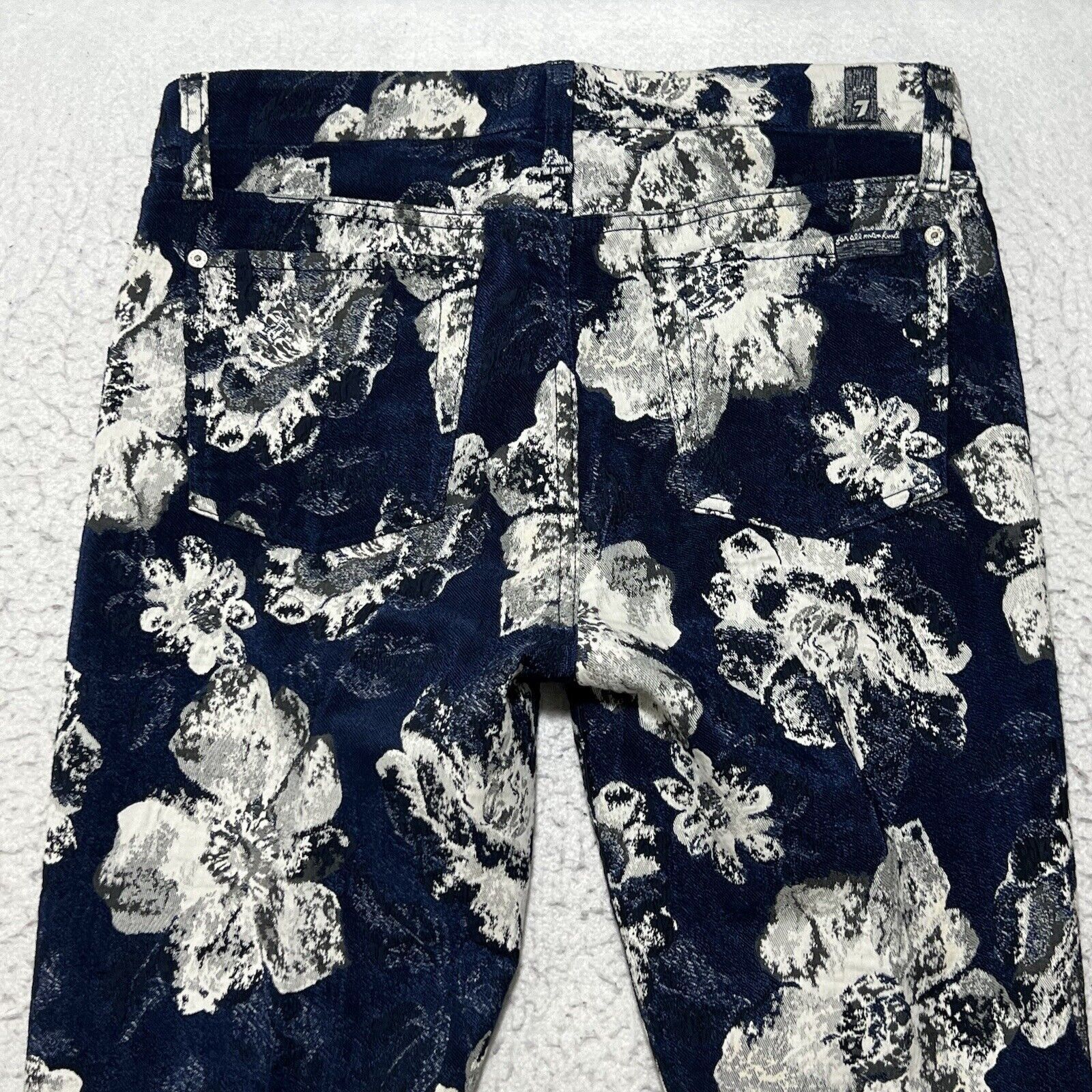 7 For All Mankind 7 For All Mankind Floral Ankle Jacquard Skinny Pants Blue Size 29" - 7 Thumbnail