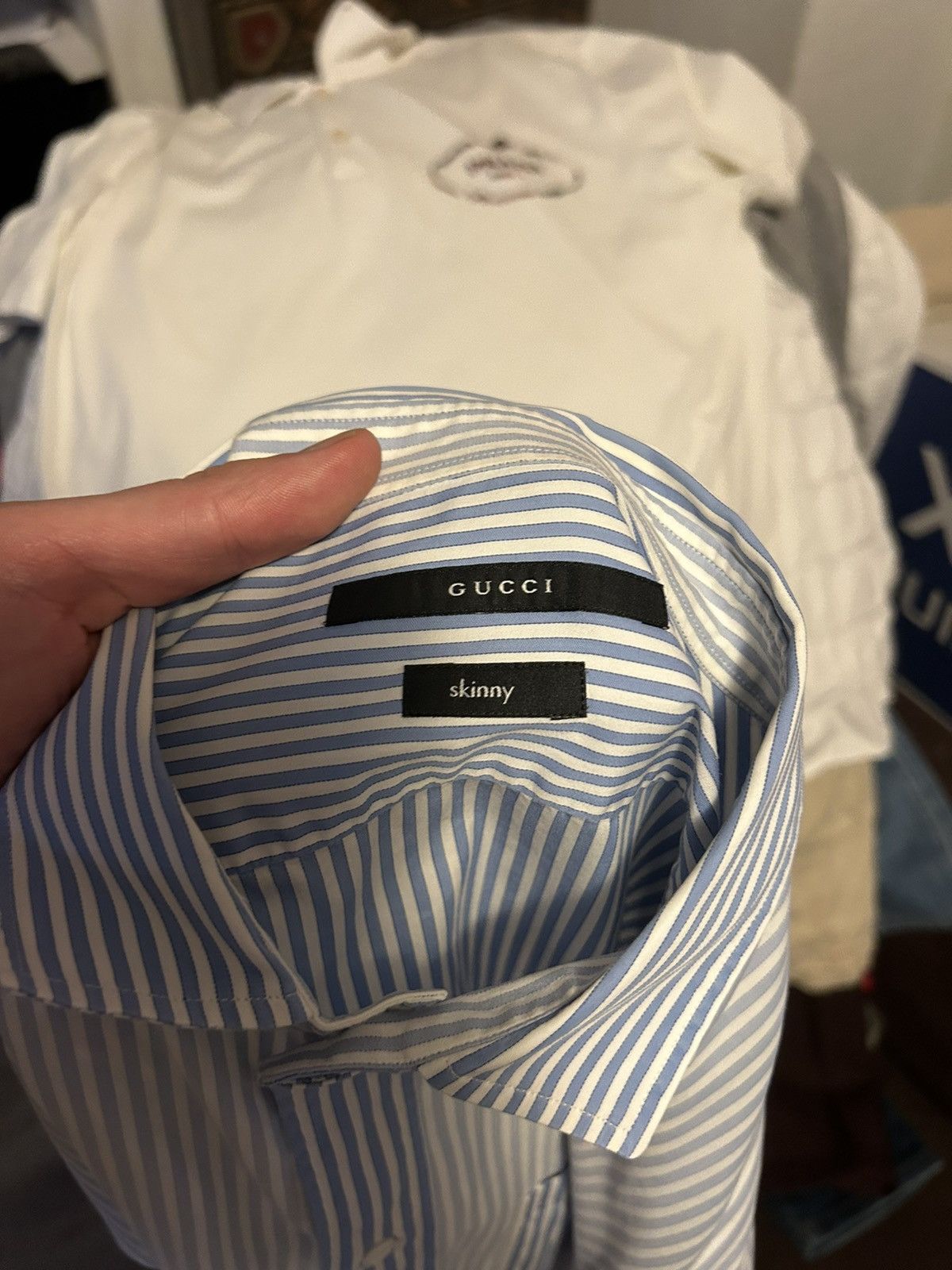 Gucci Blue Contrast Striped Button-Up Shirt Size US XL / EU 56 / 4 - 14 Thumbnail